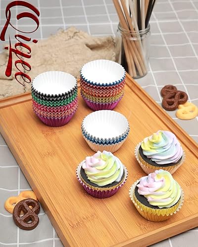 Miniatura 6 de qiqee Revestimientos de papel de aluminio dorado para hornear 500 tazas para hornear gruesas y resistentes, resistentes al aceite, papel de forros