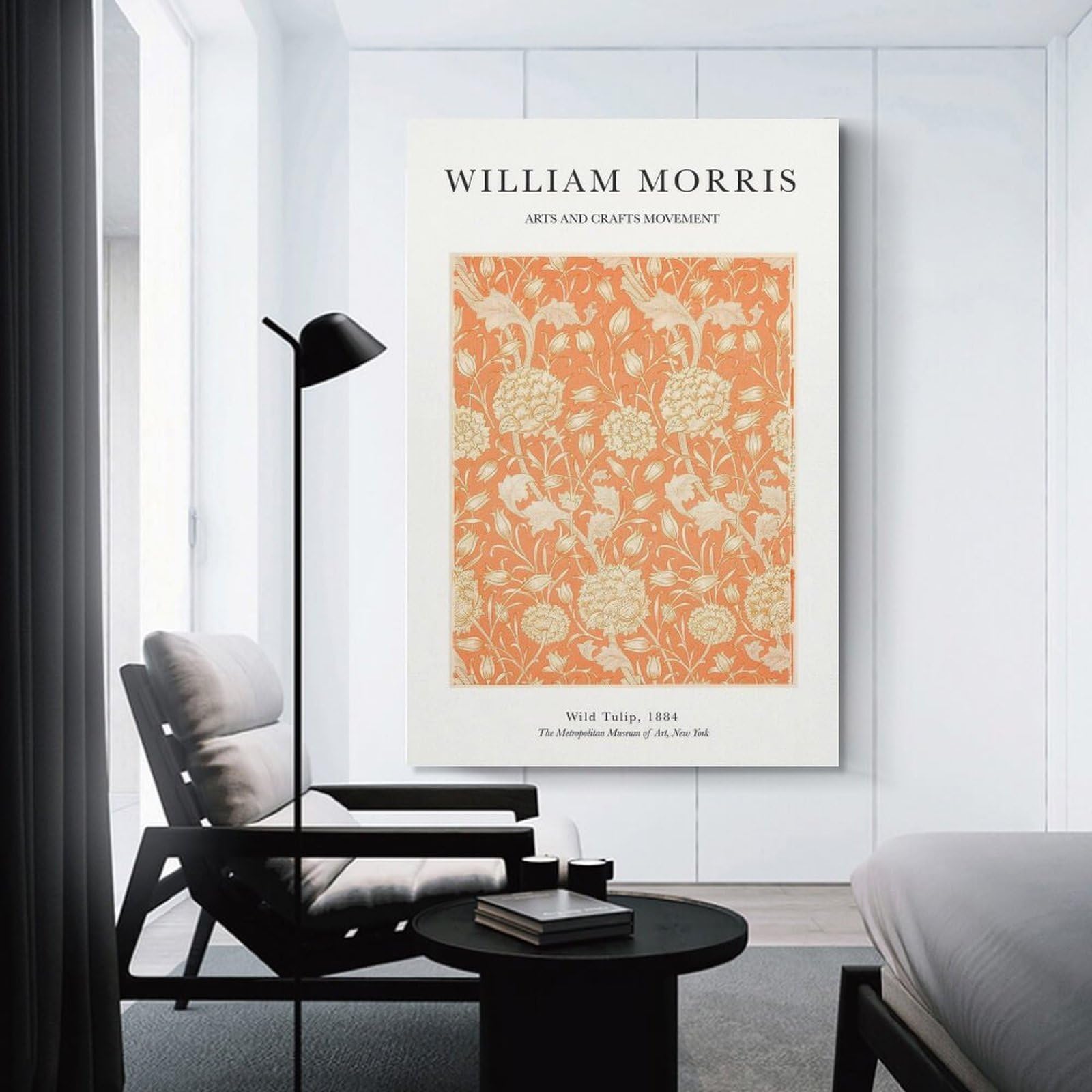 Junmoney William Morris Orange Wall Picture Print, 08x12inch(20x30cm), for New Home Styling, Lounge Or Bedroom, Home Artwork for Modern Interiors