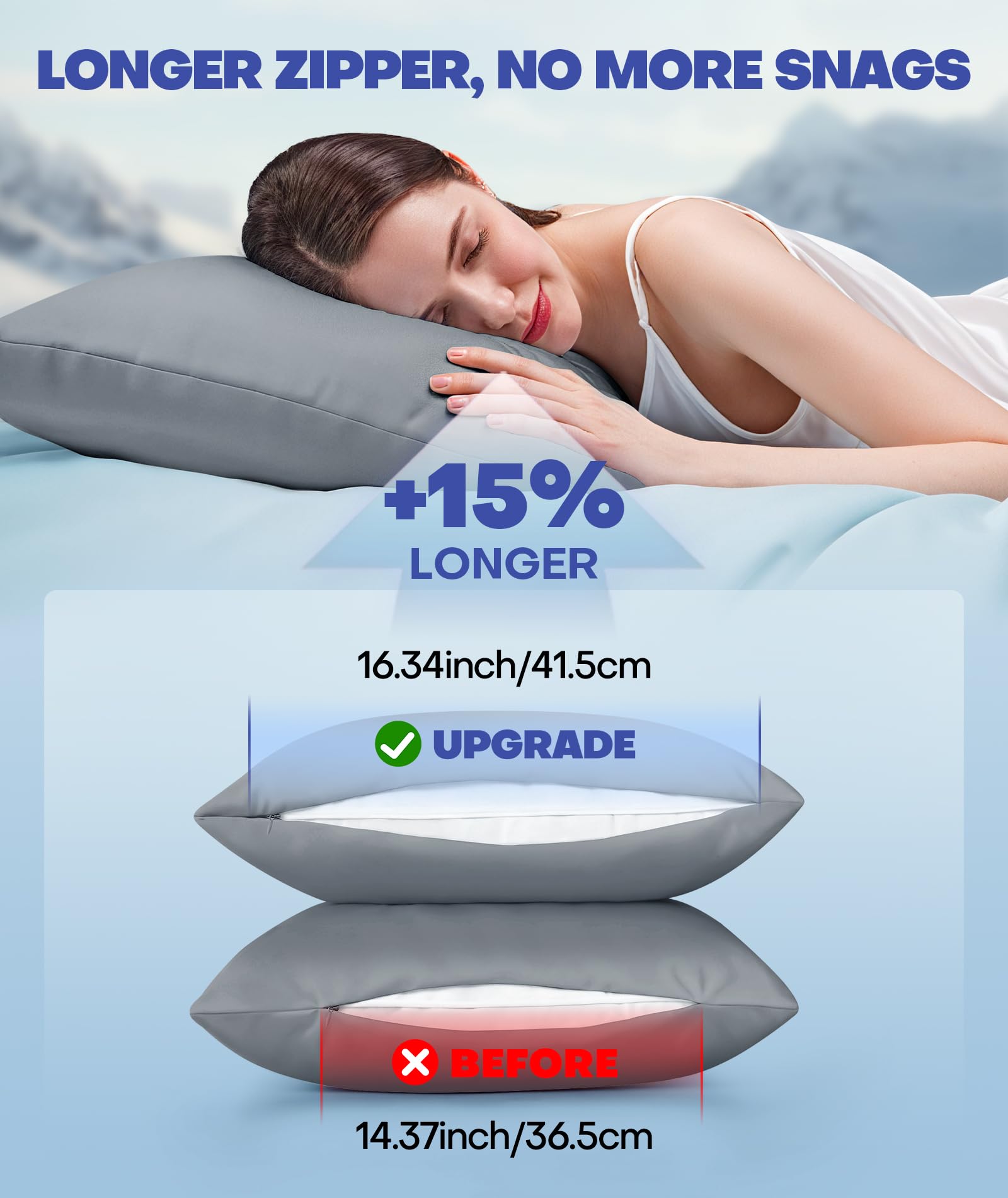 Fundas de Almohada refrescantes para Dormir con Calor, mantente Fresco Toda la Noche, más Suave Que la Seda, Fundas de Almohada lujosas con Cremallera Oculta para la Piel del Cabello, Regalos de