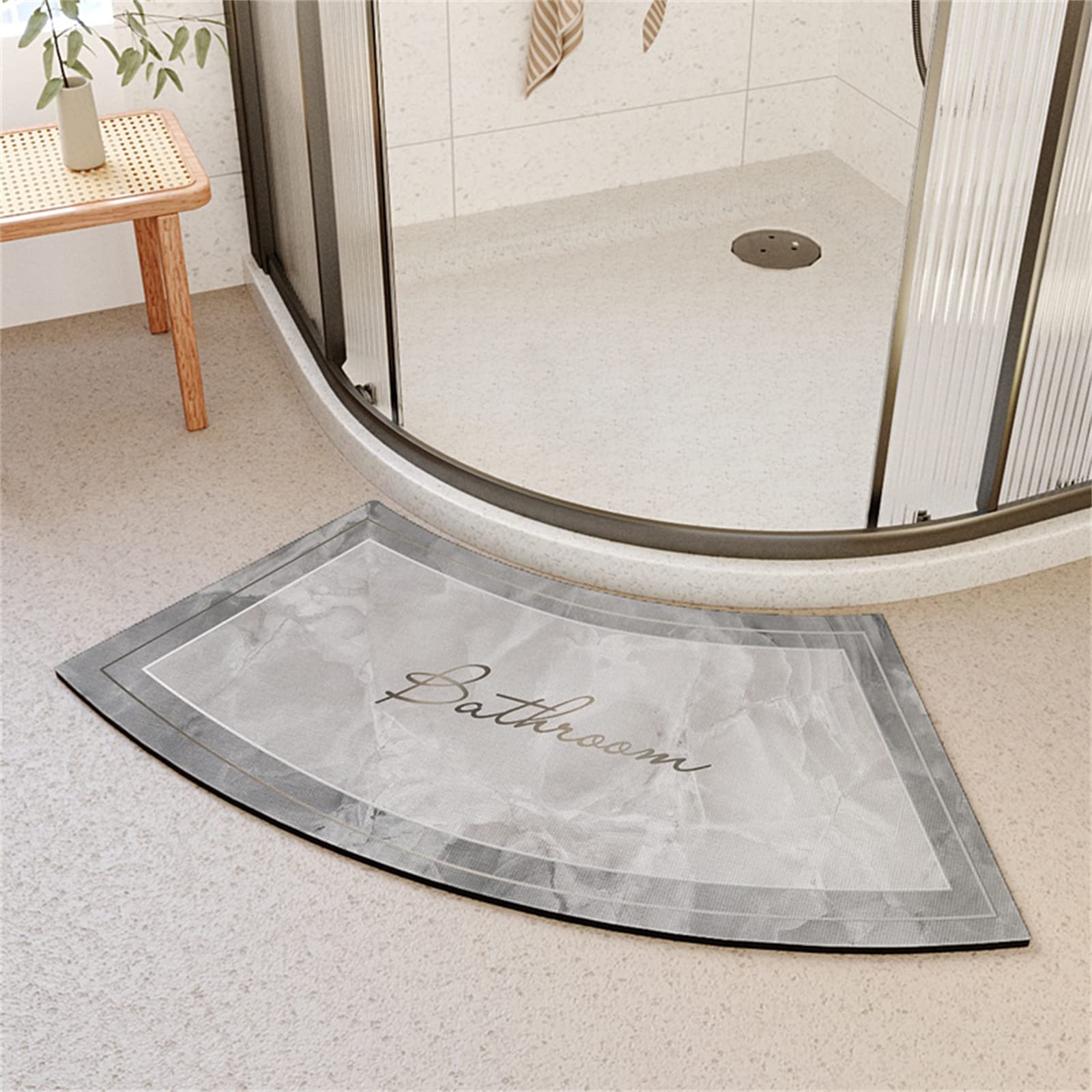 Diatomaceous Earth Bath Mat Super Absorbent Fanned Floor Mat, Quick-Drying Bathroom Rugs, Shower Mats Non-Slip Bath Tub for Quadrant Shower Stall, Simple Kitchen (Size:45 * 100cm,Color:c)