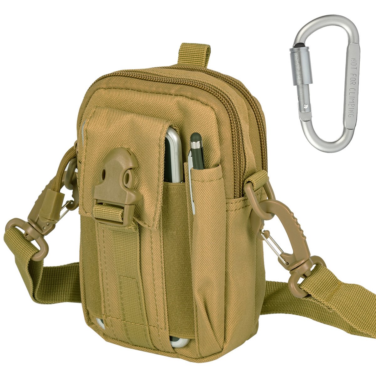 'IronSeals Tactical Molle Phone Pouch Nylon Multi-Purpose Pouch Utility Gadget Belt Waist Bag Hiking Outdoor Gear Tool Holster with Shoulder Strap for 4.7''-6.9'' Smartphone'