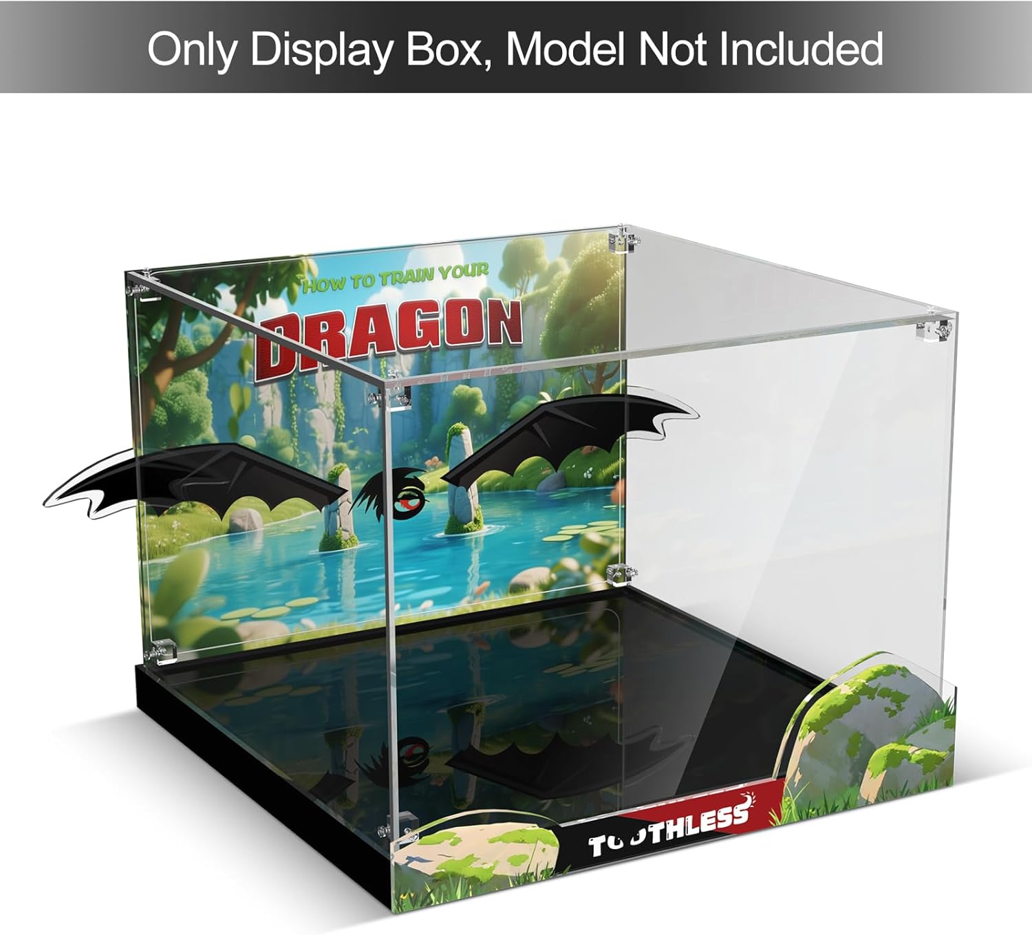 Acrylic Display Case Compatible with Lego How to Train Your Dragon: Toothless, Dust-Proof Protective Showcase Box for Lego 10375 (Only Case - Model Not Included)