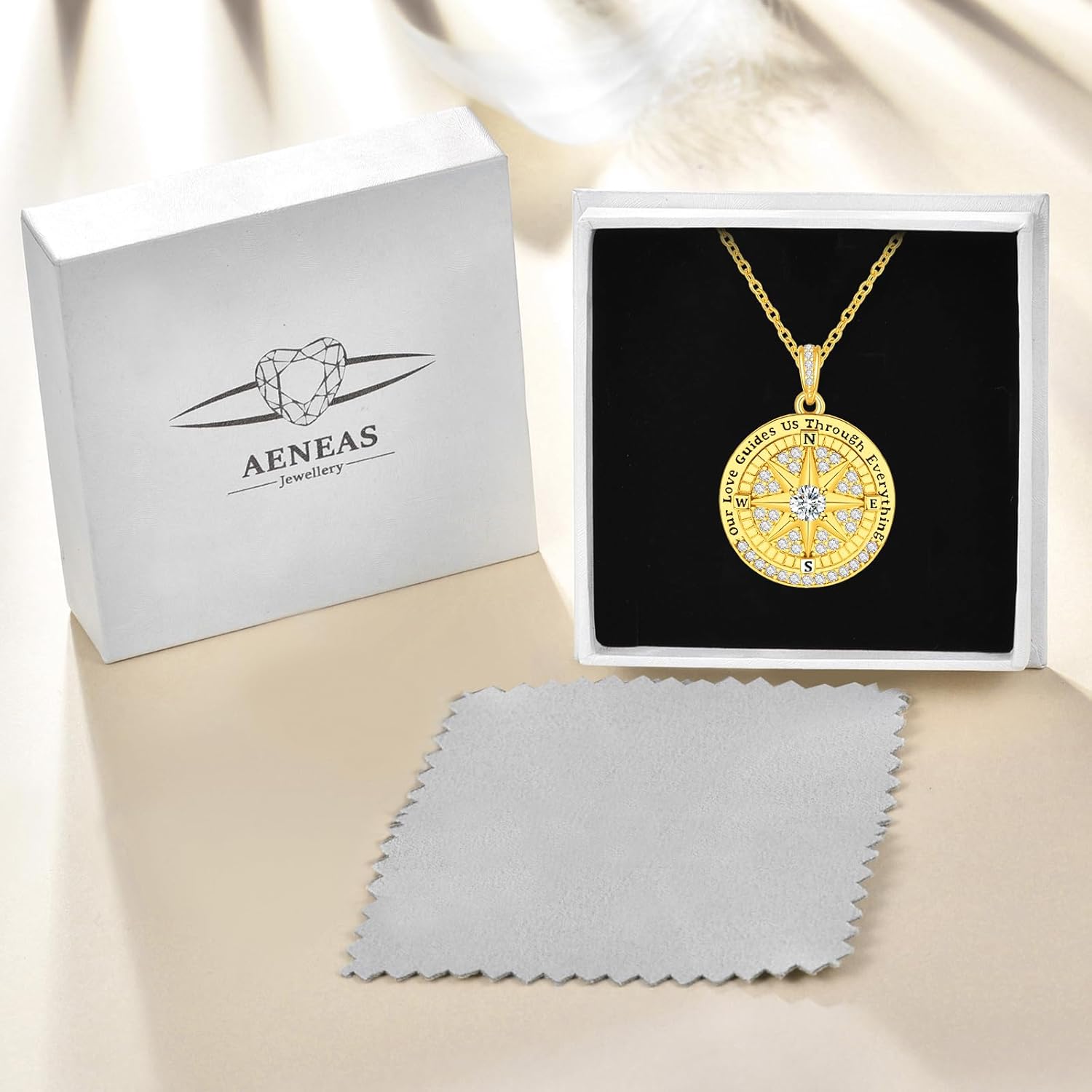AENEAS Compass Necklace for Women sterling silver Compass Pendent Necklace Romantic Christmas Xmas Compass Jewelry Gifts for Her Mom Wife