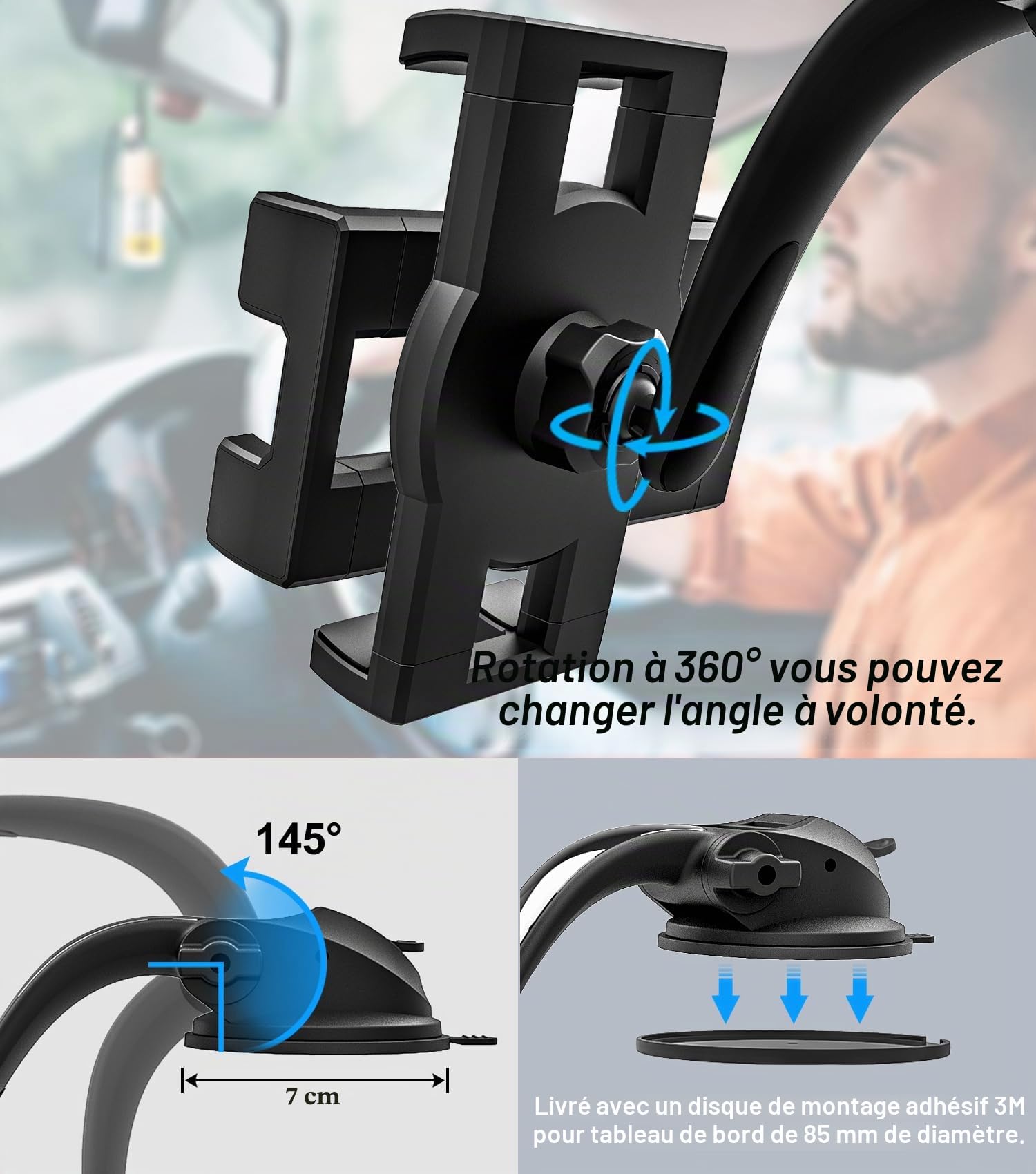 Support Tablette Voiture Tableau de Bord Ventilation Pare-Brise