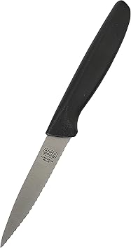 The Kosher Cook Black Kitchen Knife - 4 Steak and Vegetable Knife - Razor Sharp Pointed Tip, Serrated Edge - Color Coded Kitchen Tools