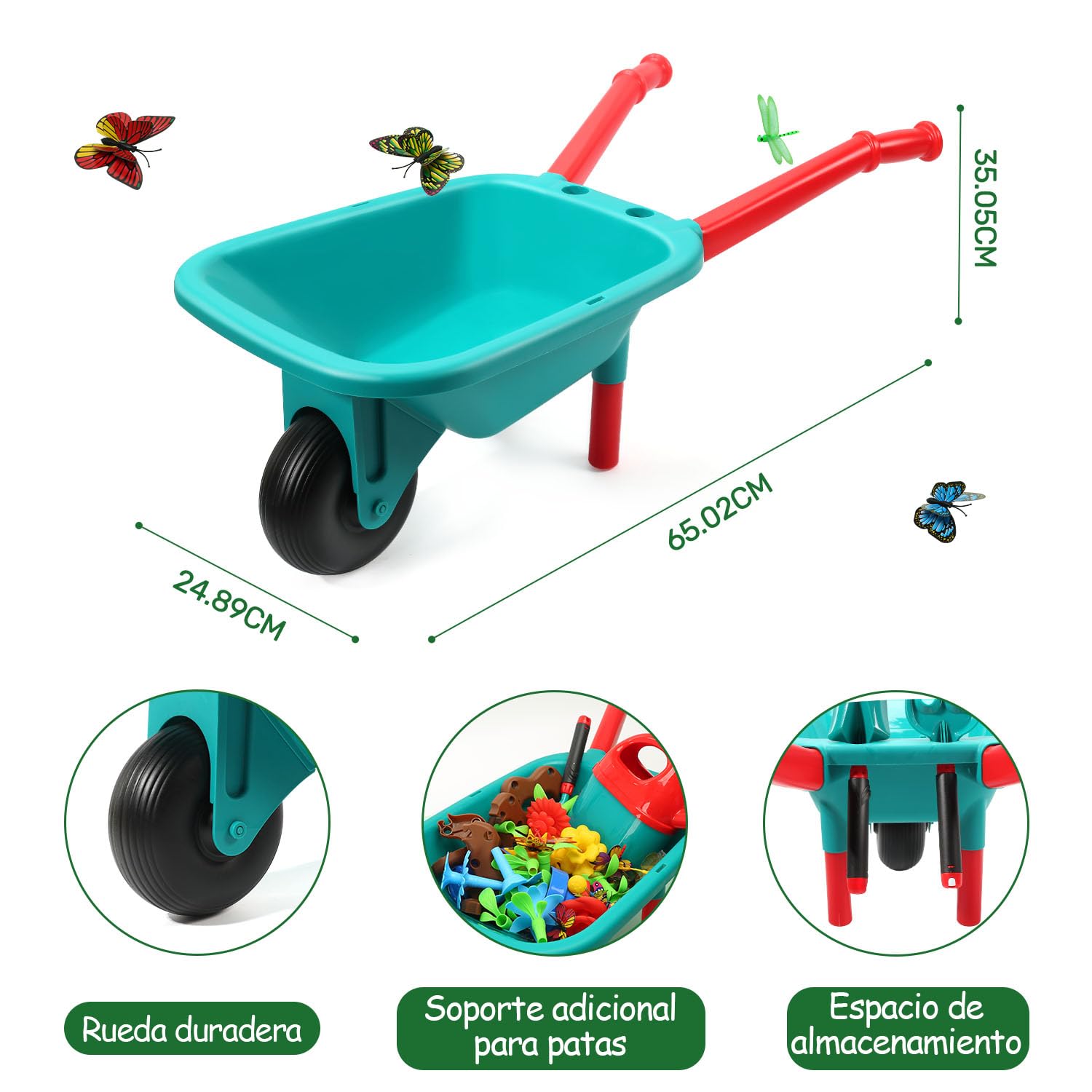 cute stone Juego De Herramientas De Jardinería para Niños, Juguetes De Jardín con Carretilla, Regadera, Pala, Juguete De Construcción para Jardín De Flores, Juguete De Simulación para Exteriores