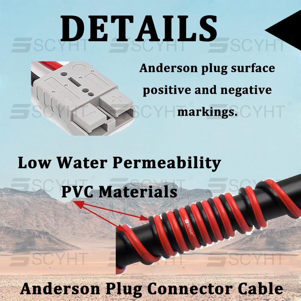 Wtyczka Anderson 120 A z kablem połączeniowym 4AWG Wtyczki wózków widłowych elektrycznych jeden do jednego do wymiany akumulatora litowego Podwójne kable ładowania,0.5m cable 2pcs