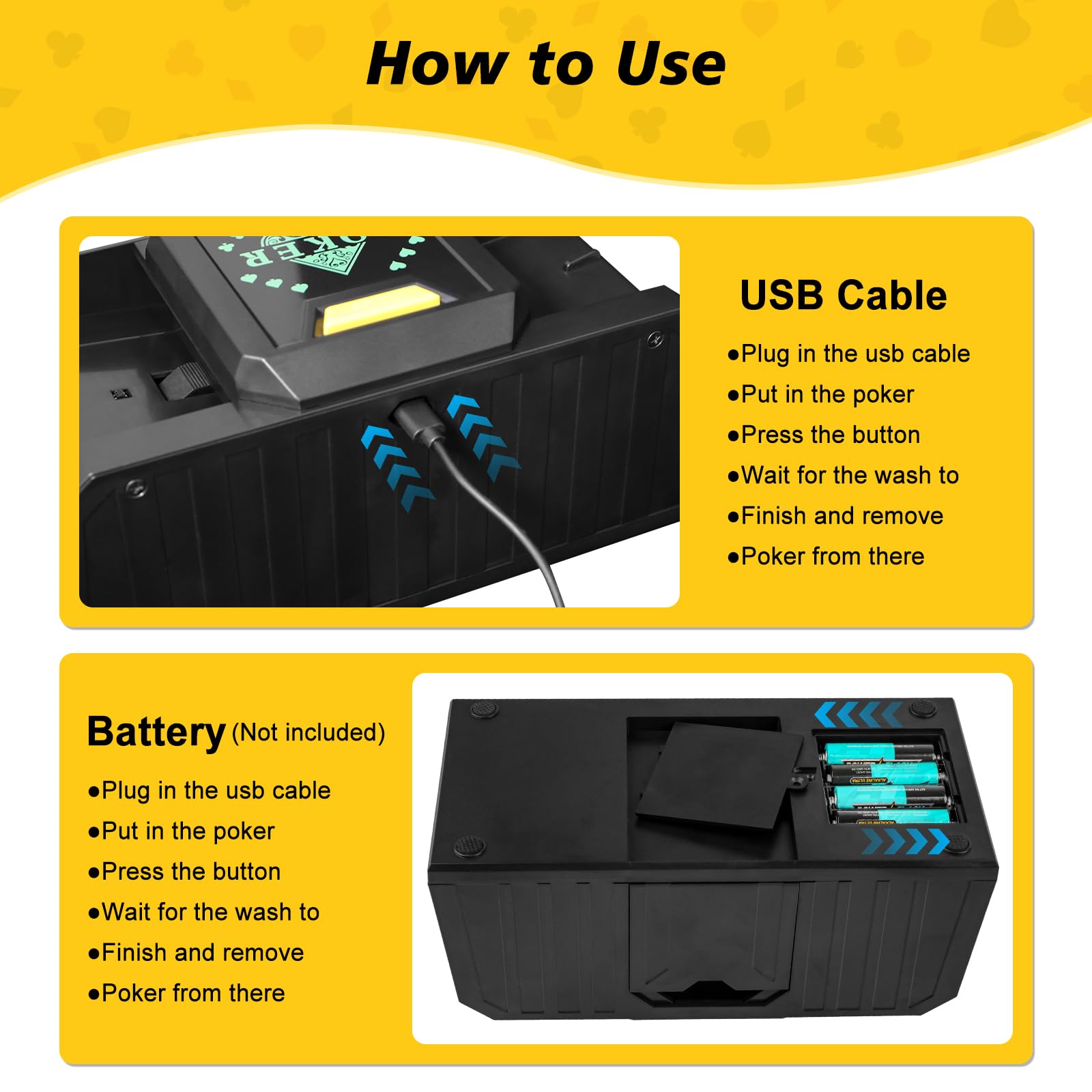 Barajador de Cartas Automático, barajador de Cartas, 2 Barajas Máquina Barajadora Eléctrica de Cartas de Póquer, Mezclador de Cartas automático para UNO, Blackjack, Texas Holdem, Juego de Cartas