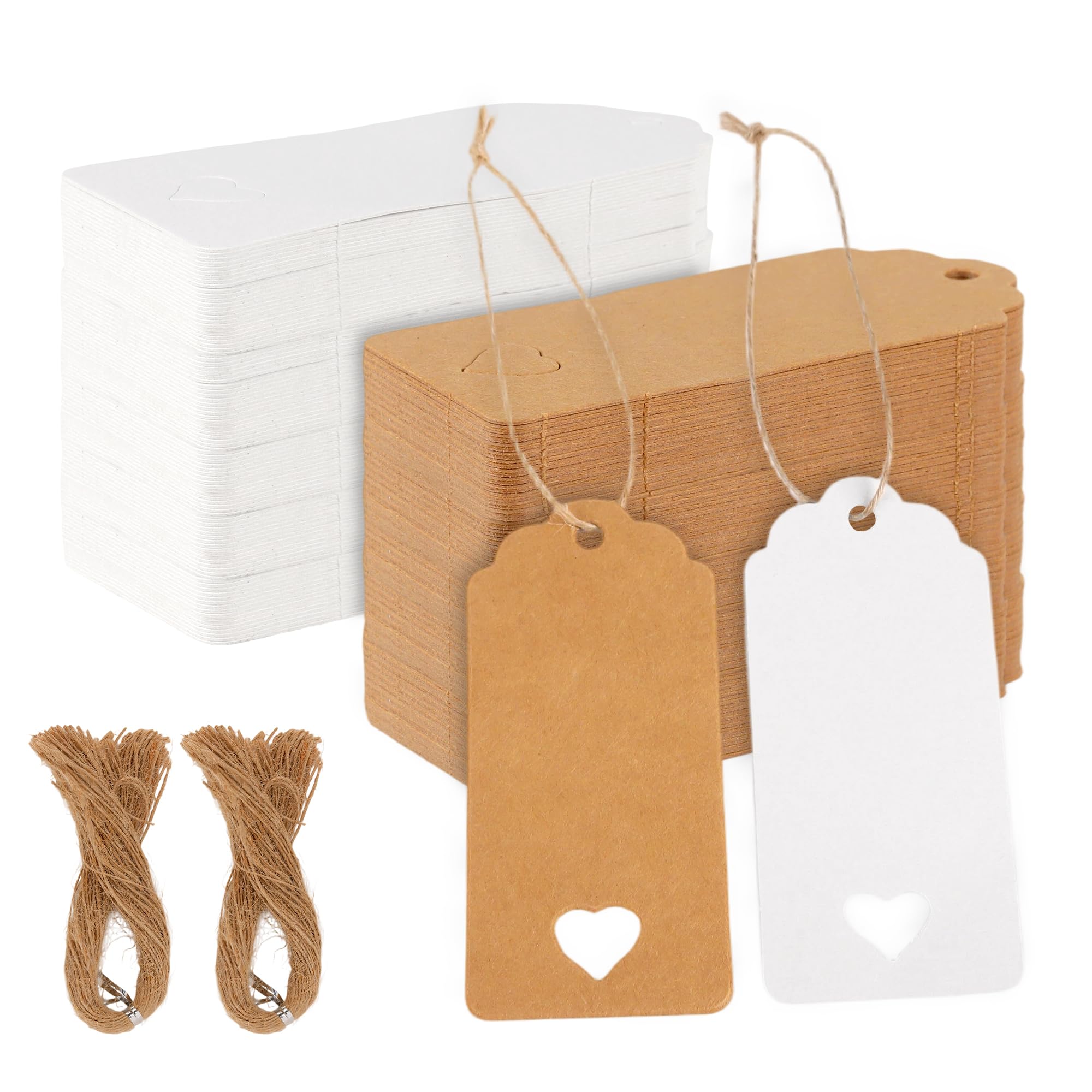 CHIHEUNG 400PCS Price Tags, Gift Tags with String, Paper Labels with String, Gift Labels for Retail, Wedding, Gifts, 4x7cm
