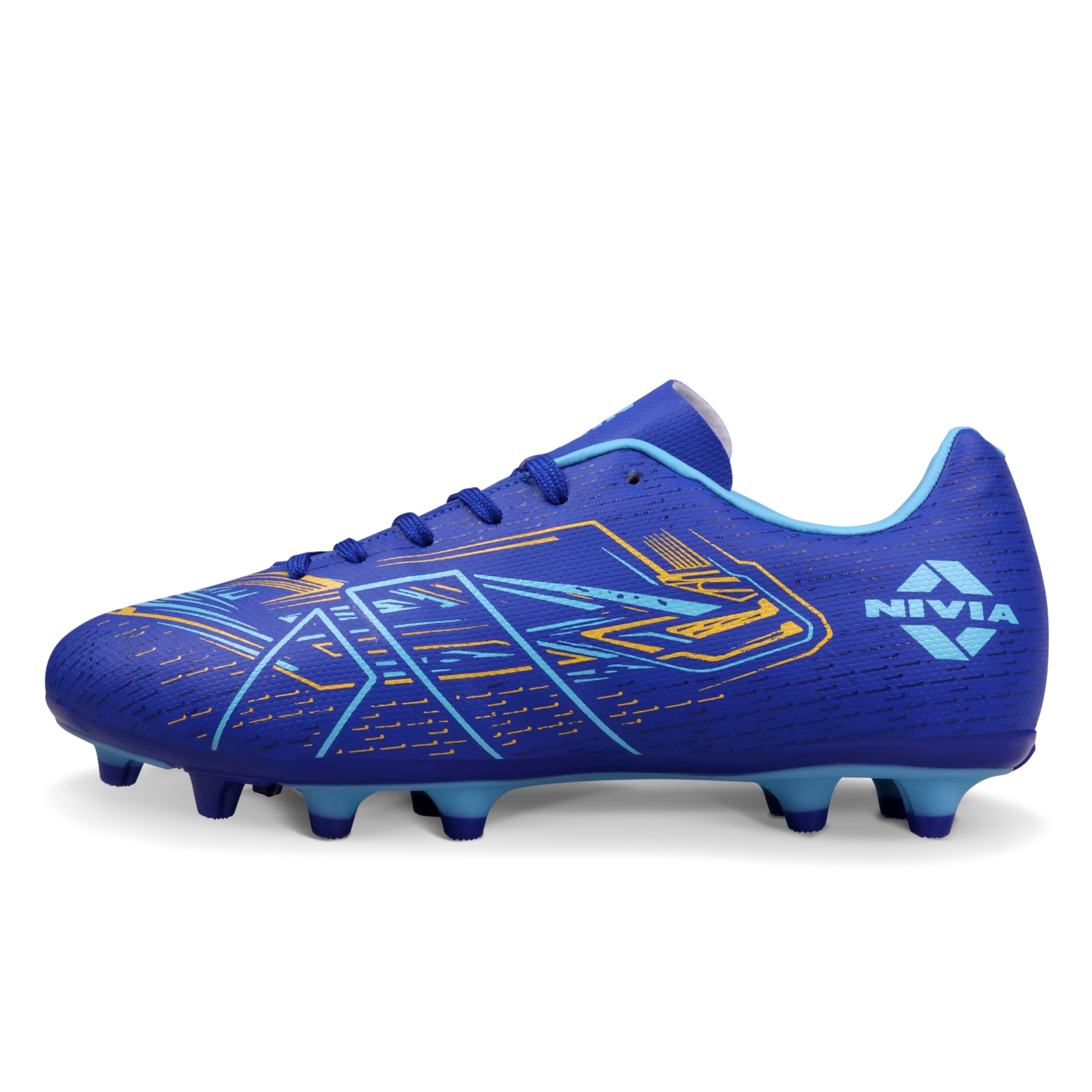 Neuron Football Studs for Men, Synthetic Leather Upper, TPU Blade Stud Sole, Dual Foam Collar, Ideal for Hard, Grass & Turf Surfaces(Blue/Sky Blue)