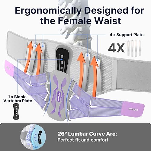 Vista 18 de Soporte de espalda para aliviar el dolor de espalda baja: soporte ajustable con almohadilla lumbar ergonómica para hernia de disco ciática y tensión