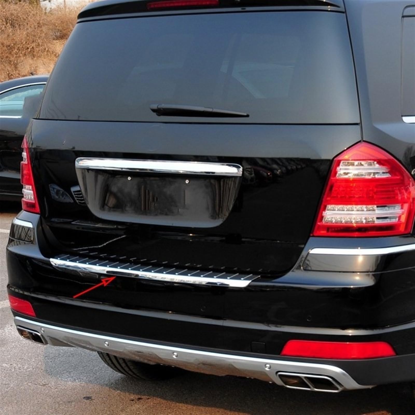 Protector de parachoques de coche Pedal de puerta trasera maletero embellecedor cromo A1648840190 para Mercedes para Benz GL clase X164 W164 GL450 GL350