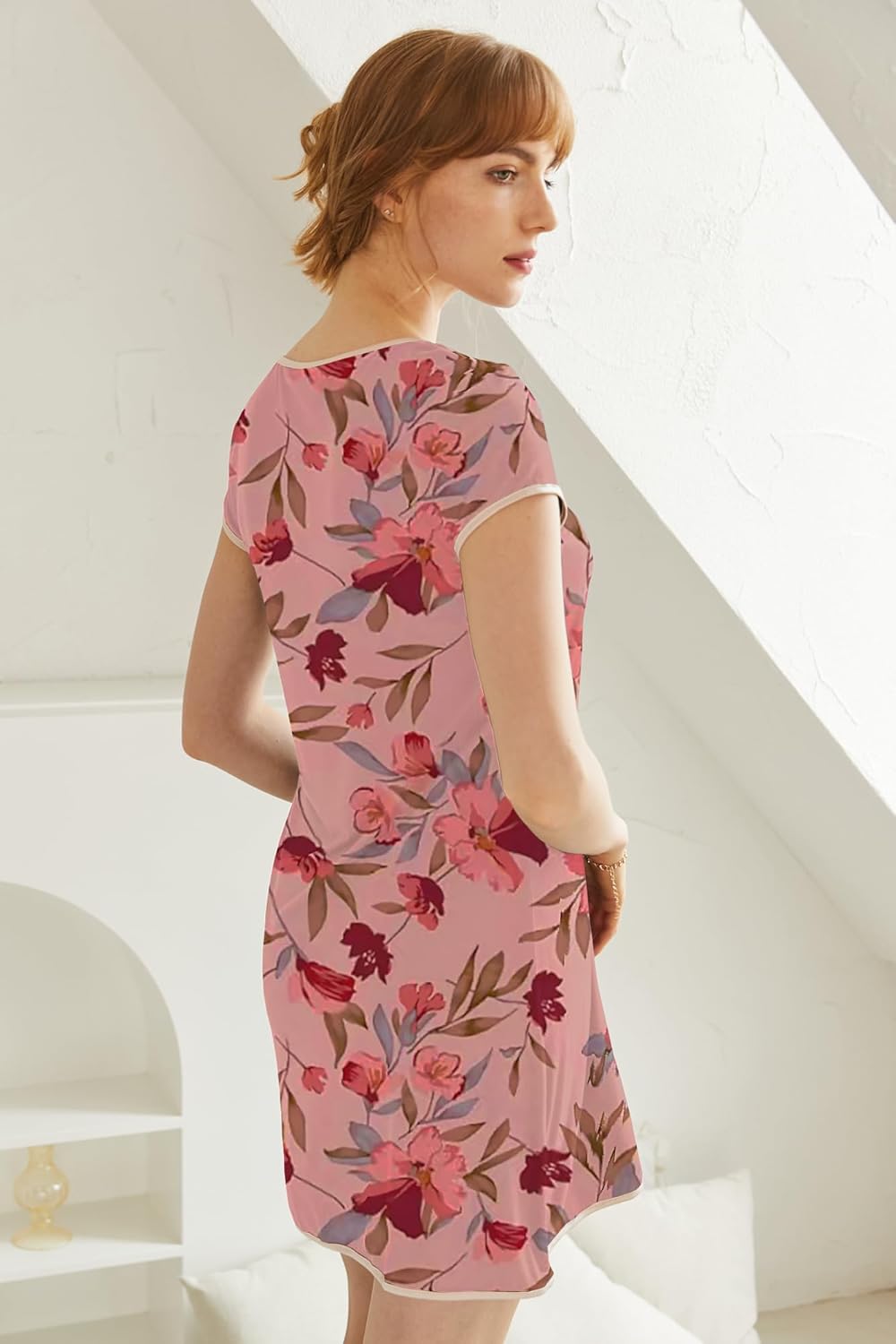 Ekouaer 2 Pack Nightgowns for Women Night Dress Short Sleeve Women's Sleepwear Sleep Shirts Soft S-XXL - Image 4