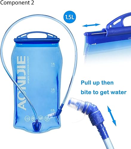 Miniatura 6 de Chaleco de correr para hombres y mujeres, chaleco de agua para correr, chaleco de hidratación con vejiga de agua de 1.5 L y botella de agua plegable