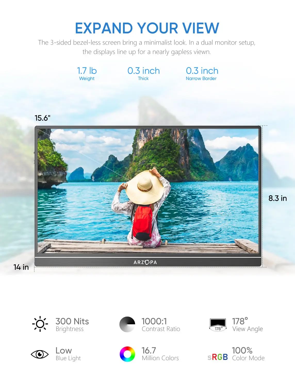 Monitor Portátil ARZOPA S1 (S1 Table) 15,6