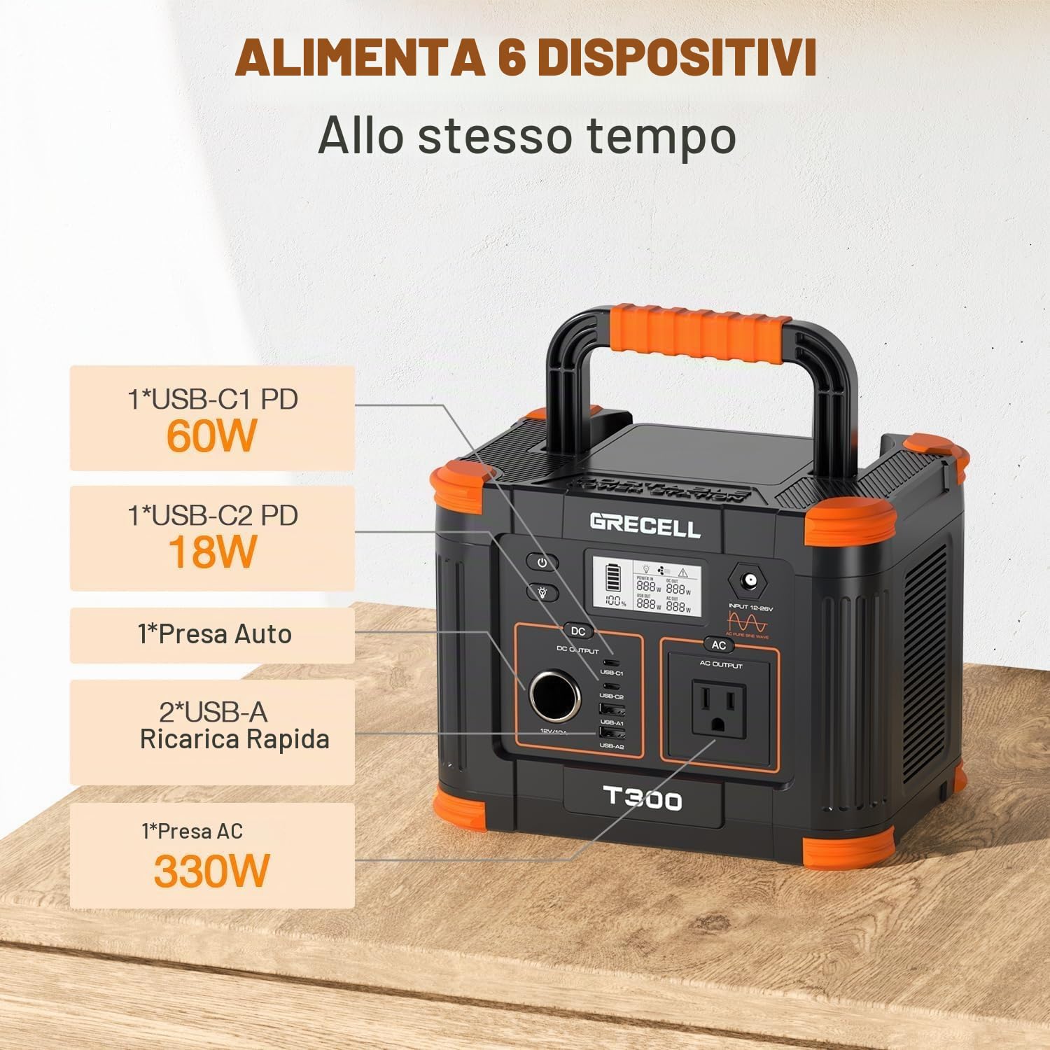 Power station portatile da 300W,288Wh