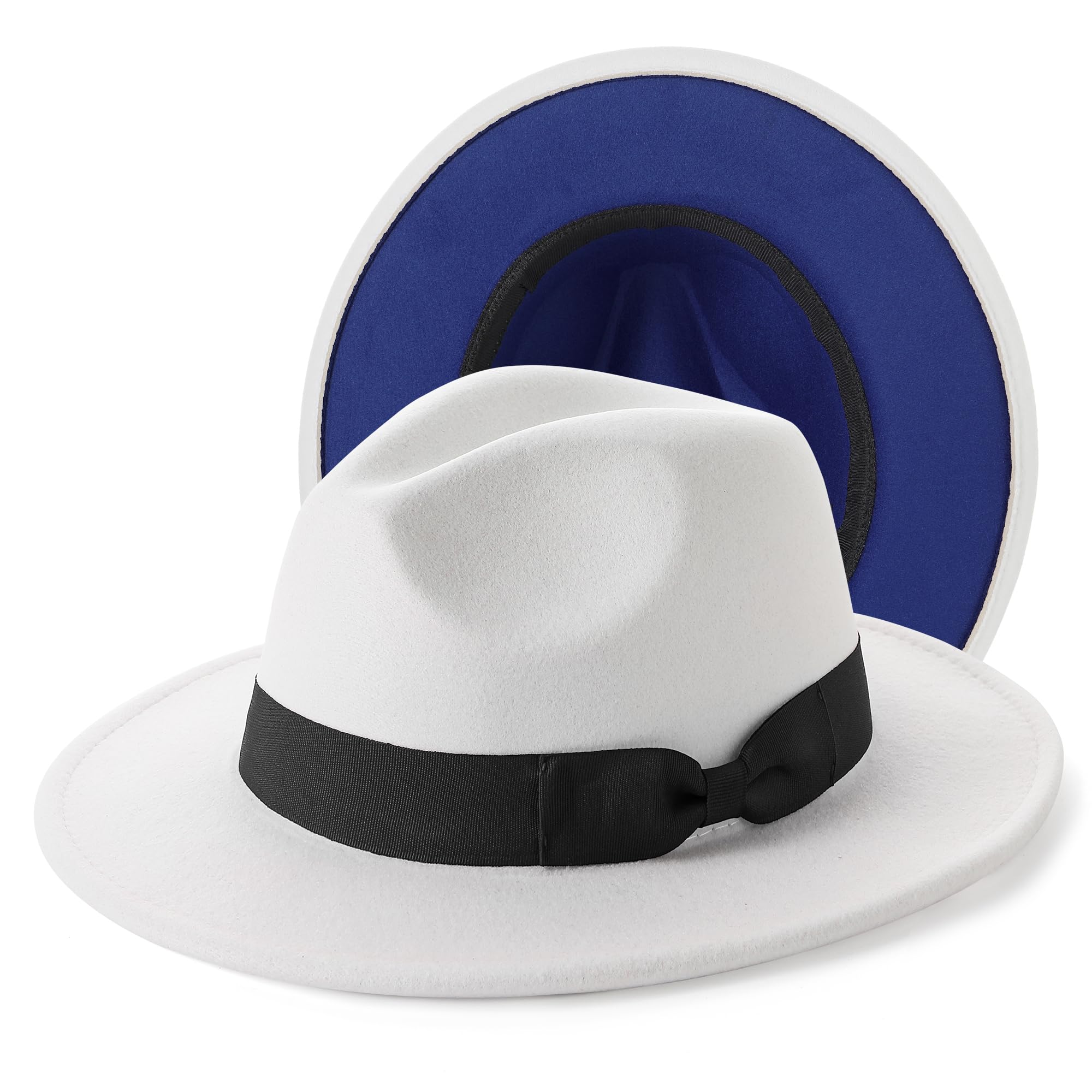 BABEYOND 1920s Fedora Hat for Men Gatsby Wide Brim Hat Felt Panama Cap