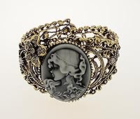 Vista 4 de Pulsera - Pulsera estilo camafeo en tono dorado - Kiki's Cameo Cuff, Resina Diamante de imitación