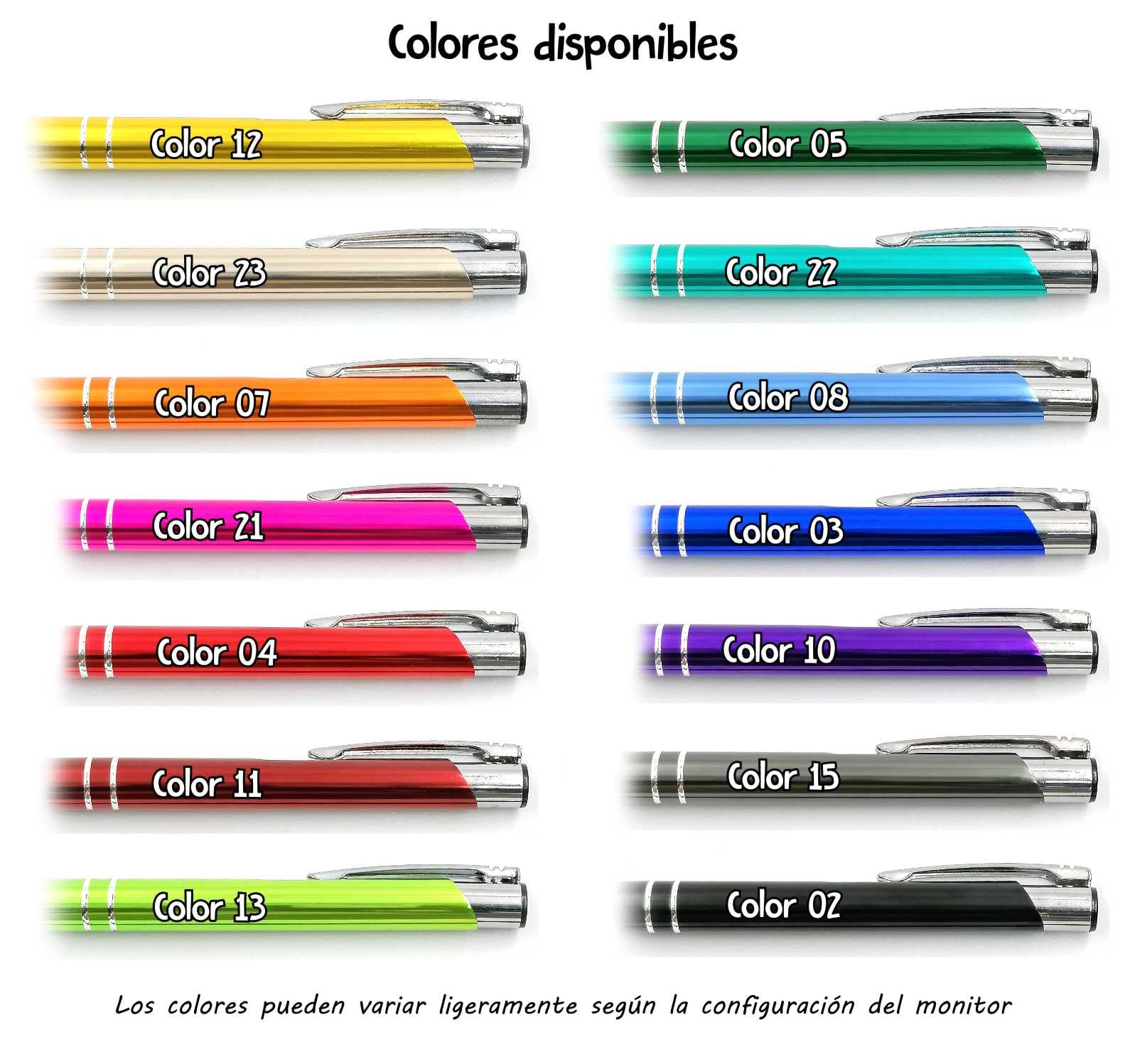 50x Boligrafos metálico personalizados - Perfecto como regalo personalizado para los invitados en bodas, comuniones y cumpleaños, o como bolígrafo promocional, Gadget Publicitario