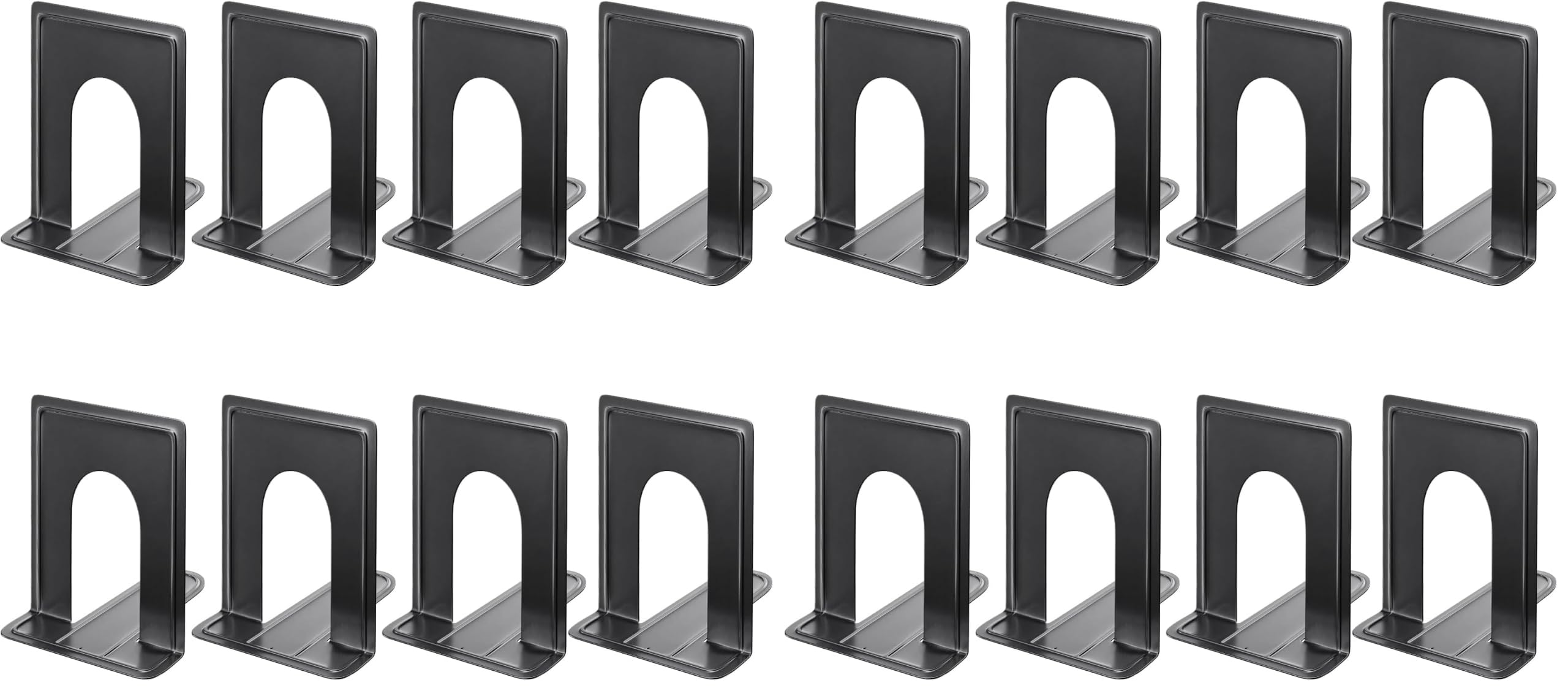 MaxGear 8.5 in Extra Large Heavy Duty Book Ends, Black Metal Bookends (Pack of 2)