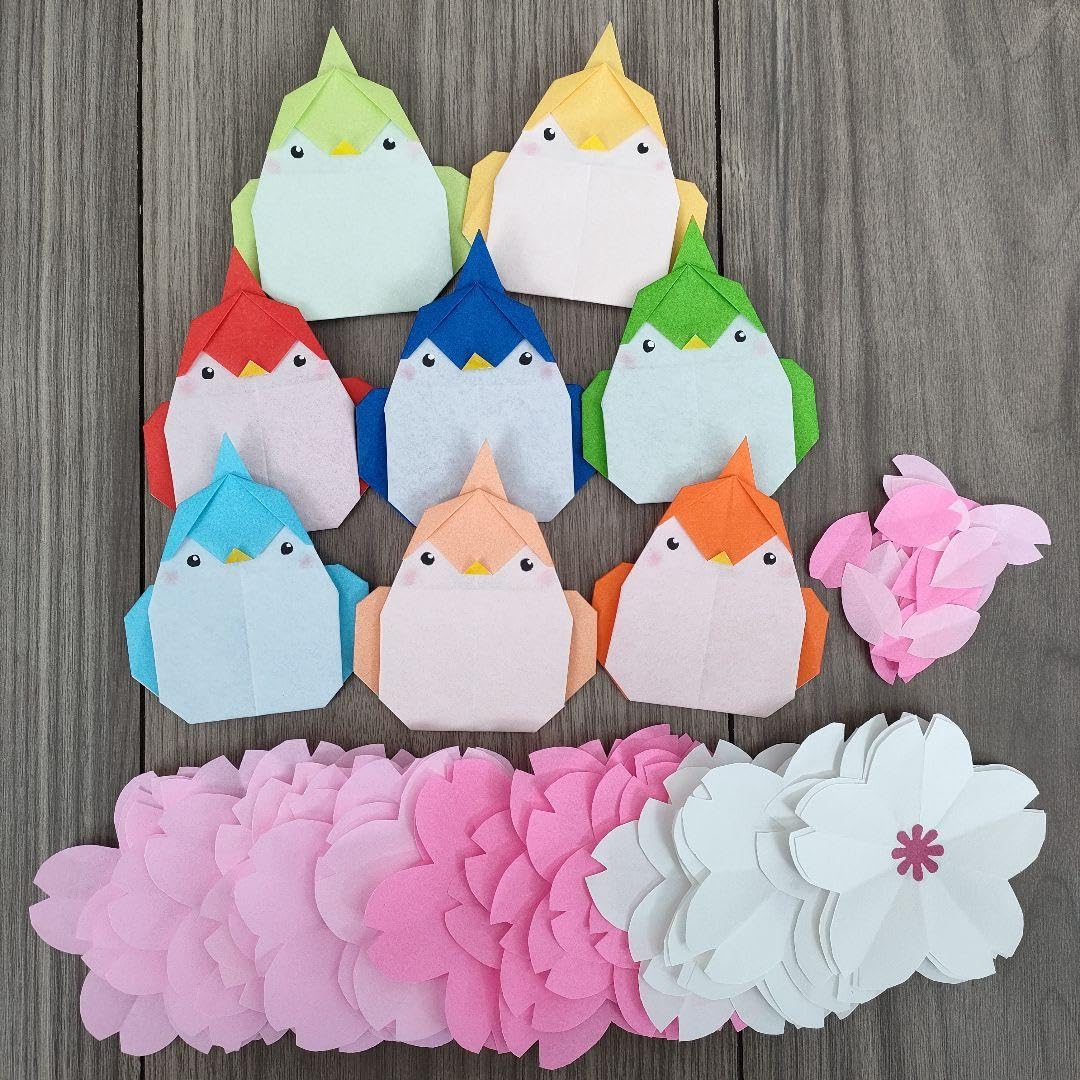 Amazon.co.jp: 折り紙 春の壁面飾り桜とふっくら小鳥 : 文房具