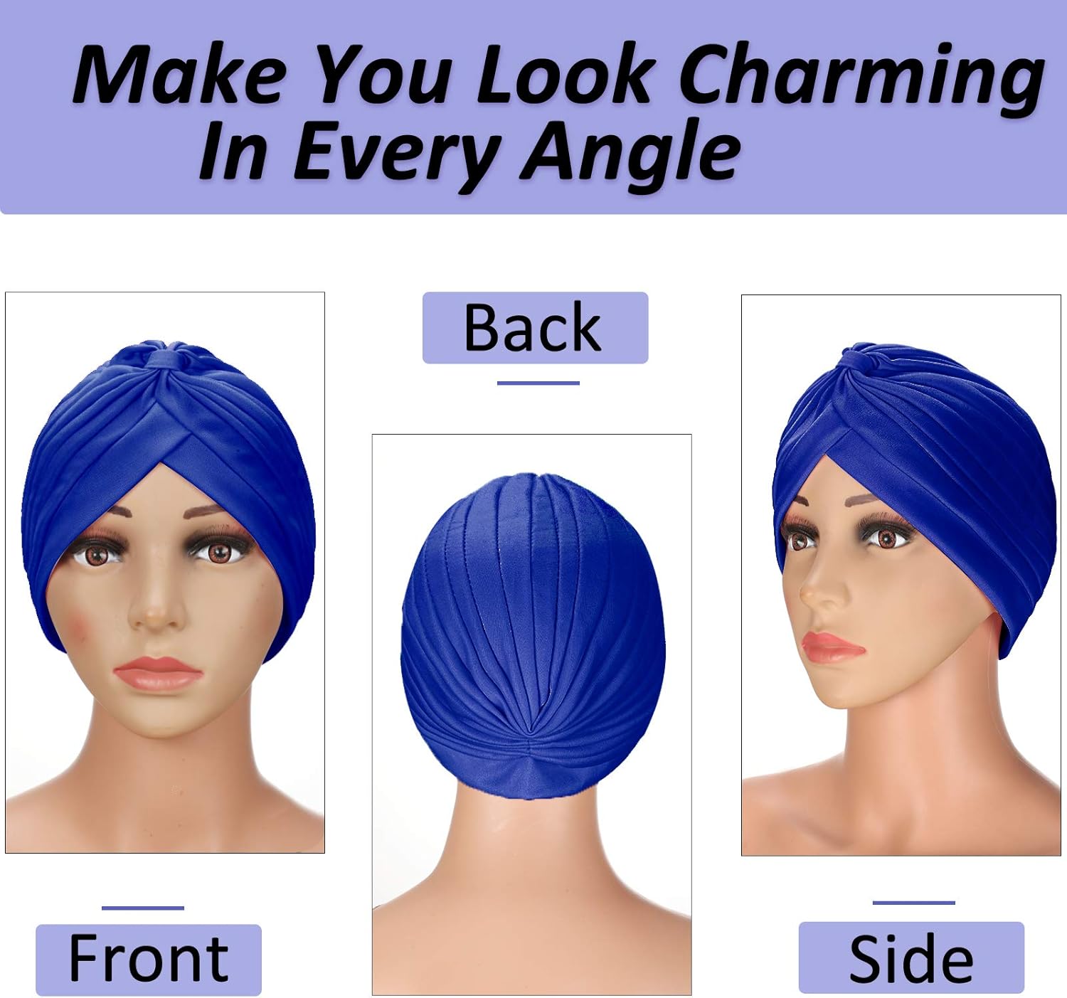 10 Pieces Stretch Caps for Women Polyester Turbans Head Bennie Cover India's Hat Twisted Headwrap Assorted Colors - Image 4