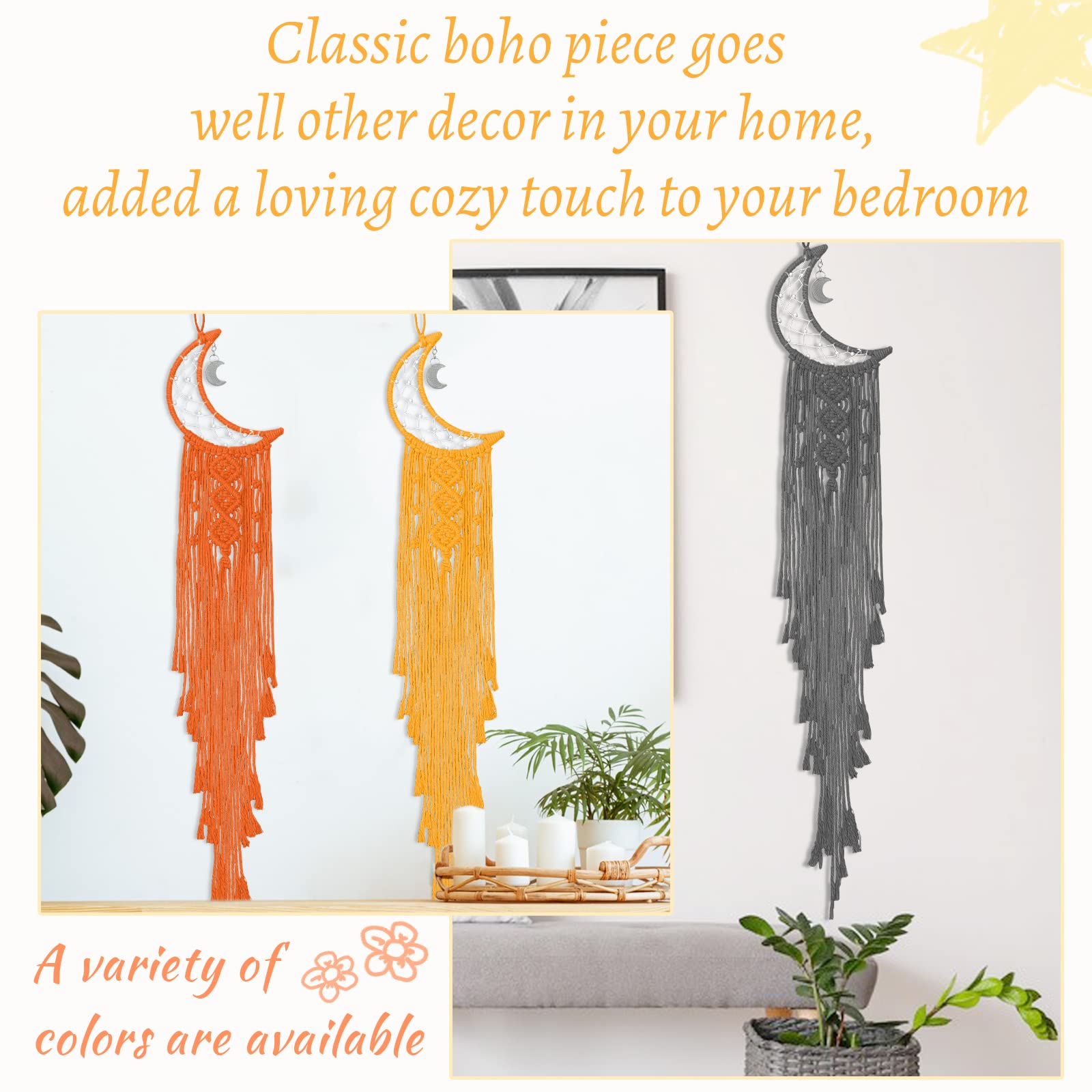 LEREATI Moon Dream Catcher Kit for Adults DIY Macrame Kit for Beginners Wall Hanging, Tapestry, Dreamcatcher Kits - Image 4