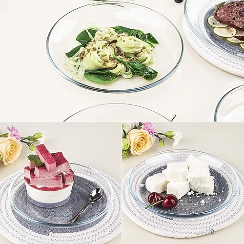 Vista 6 de FOYO Platos de postre, juegos clásicos de vajilla de vidrio templado, 7 pulgadas, juego de 3