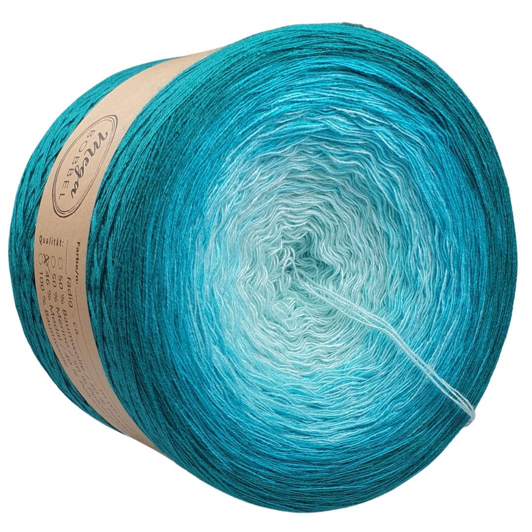 MegaBobbel- MODALmix *Polarmeer*AMD14* (Außenfarbe: Dschungel) Farbverlaufsgarn - Lace Garn Bobbel Wolle zum Häkeln & Stricken (4 fädig, 1700m)