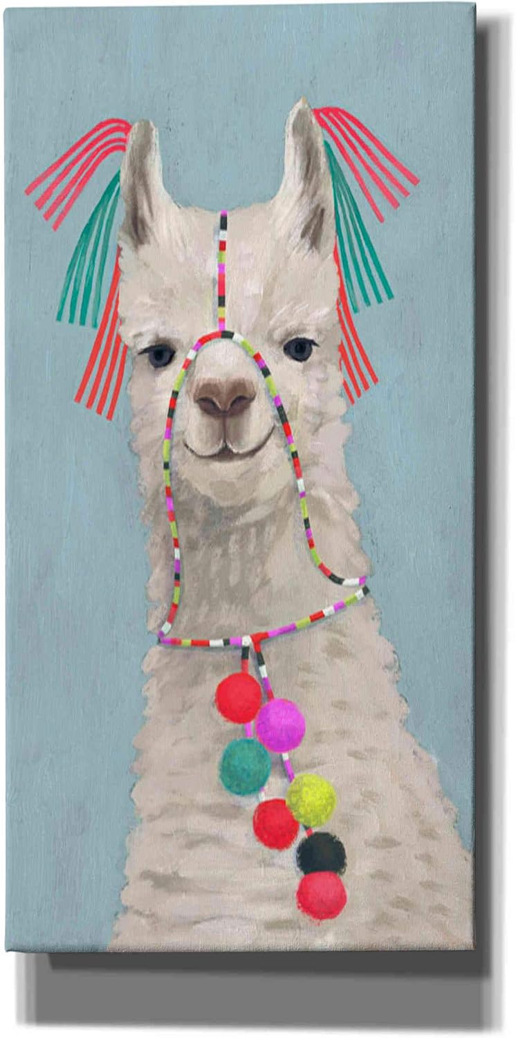Epic Graffiti 'Adorned Llama II' by Victoria Borges Canvas Wall Art, 12"x24"