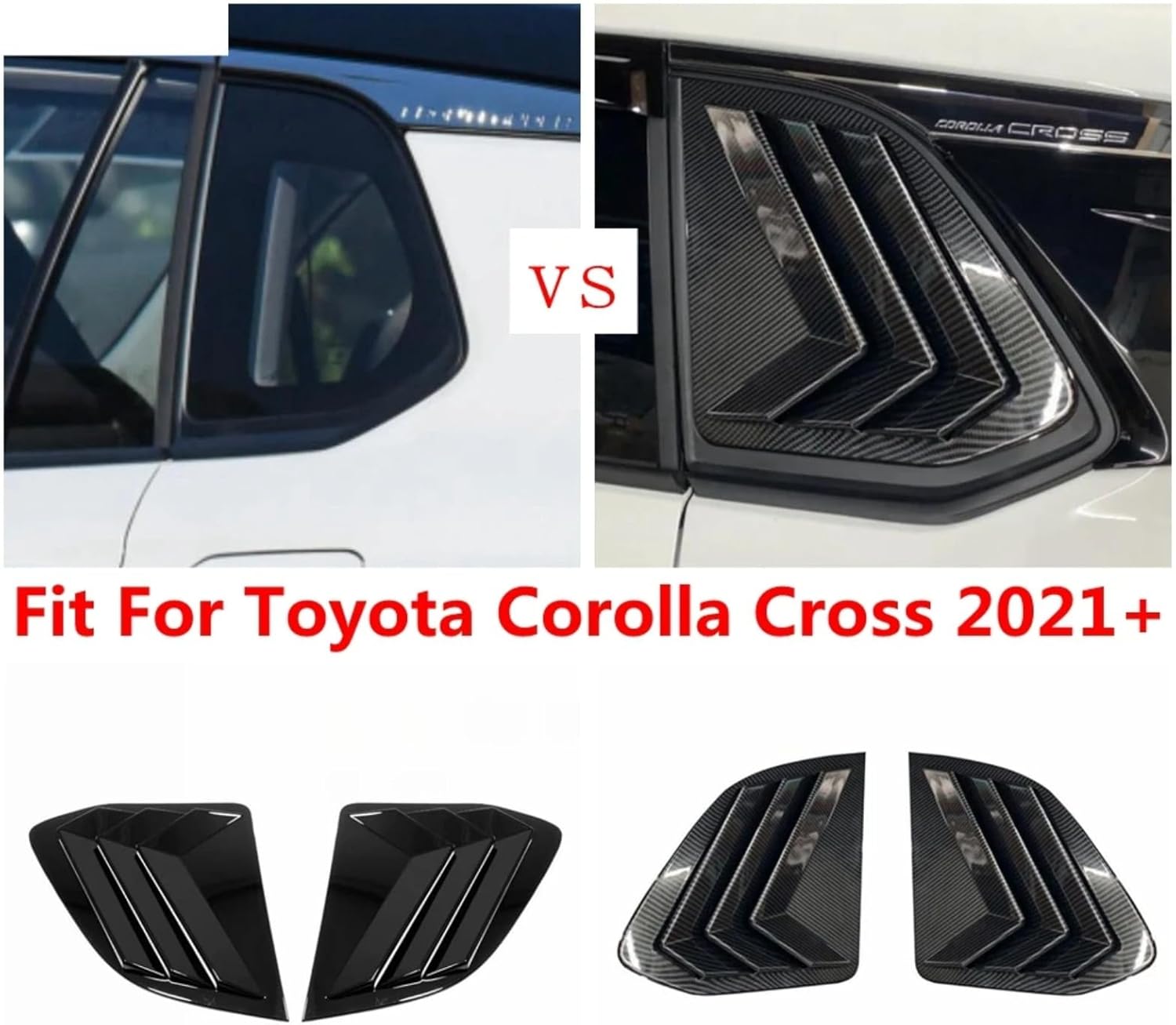 Rear Window Louver Shutter Sun Shade Side Vent Panel Decoration Cover Trim Accessories for Toyota Corolla Cross XG10 2021-2024(Carbon Fiber Look)