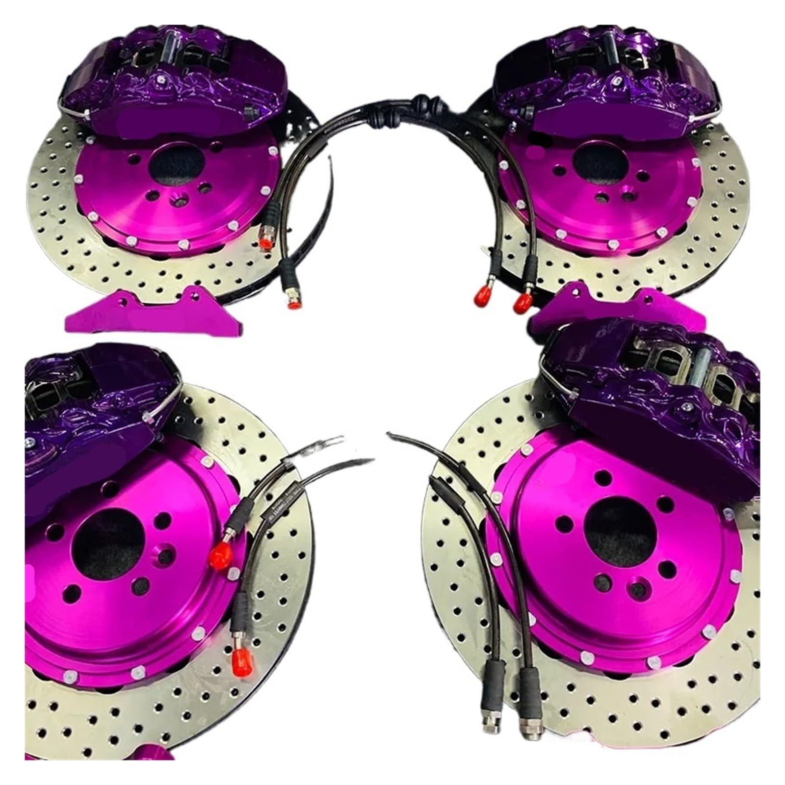 DOQUAMNEX Brake Caliper Color Big Caliper Brake Kit Slotted and Drilled 380mm Disc Part Fit for Civic EK4 Car Calipers(Purple Brake kit)