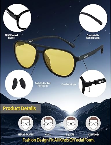 Miniatura 4 de Night Vision Glasses for Men Women Anti Glare Night Driving Glasses Polarized Yellow Lens