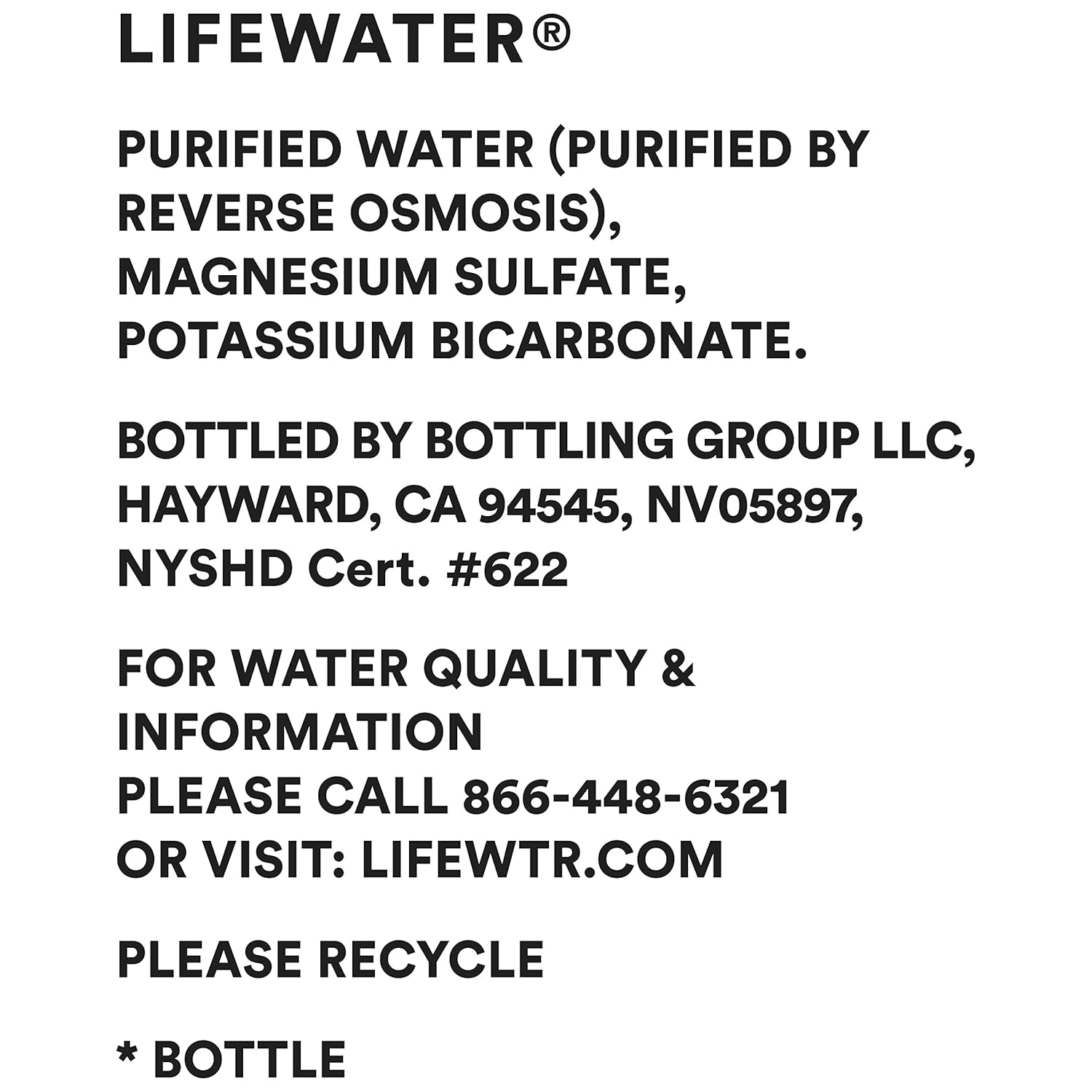 LIFEWTR Premium Purified Water pH Balanced with Electrolytes, 100% recycled plastic bottles, 16.9 Fl Oz Bottles, 500ml (Pack of 12) : Industrial & Scientific
