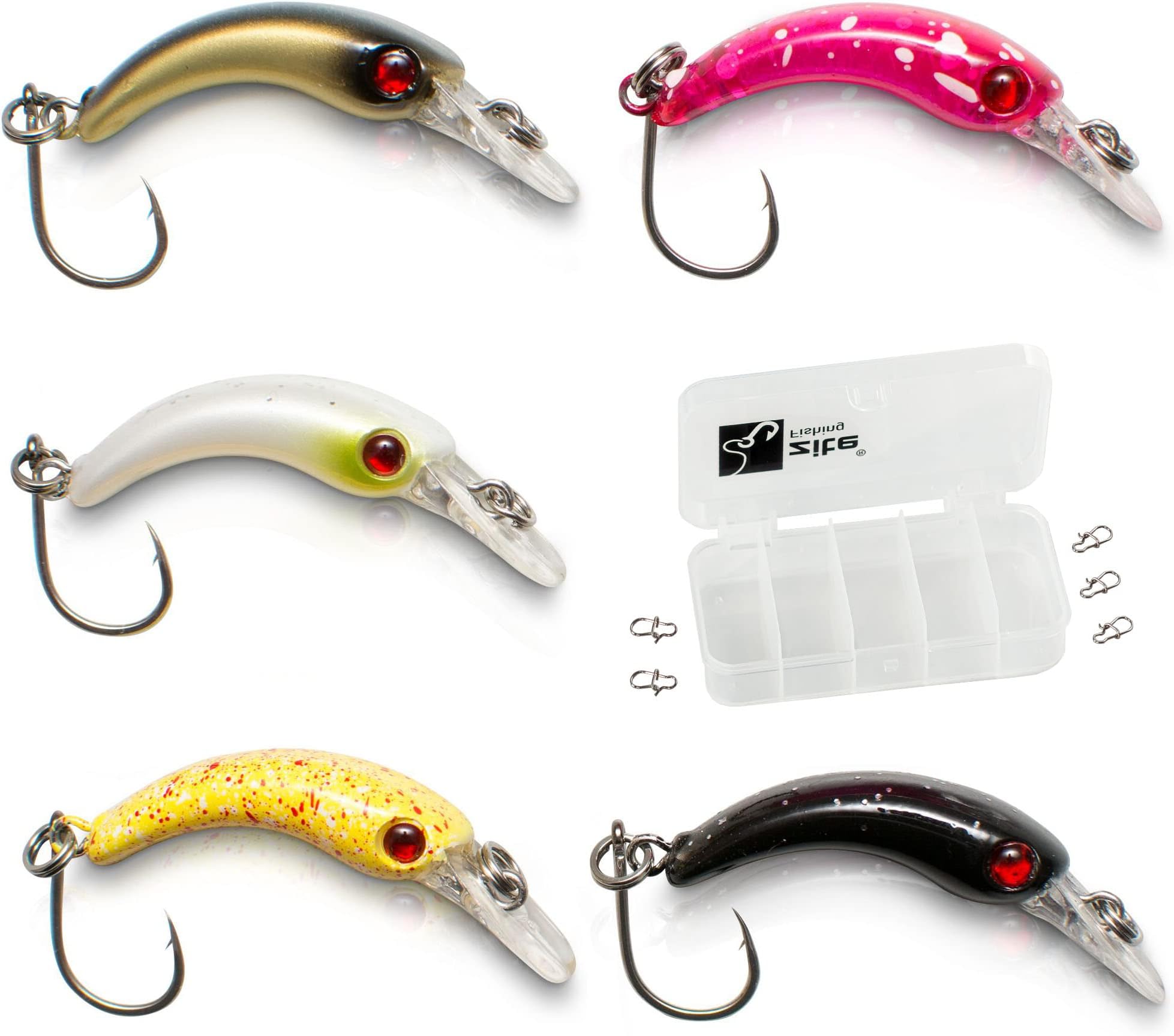 Zite Fishing Wobbler Lure Kit - Artificial Bait Set 5 Pcs with Box - Trout Perch Fishing 3,9cm 1,3g