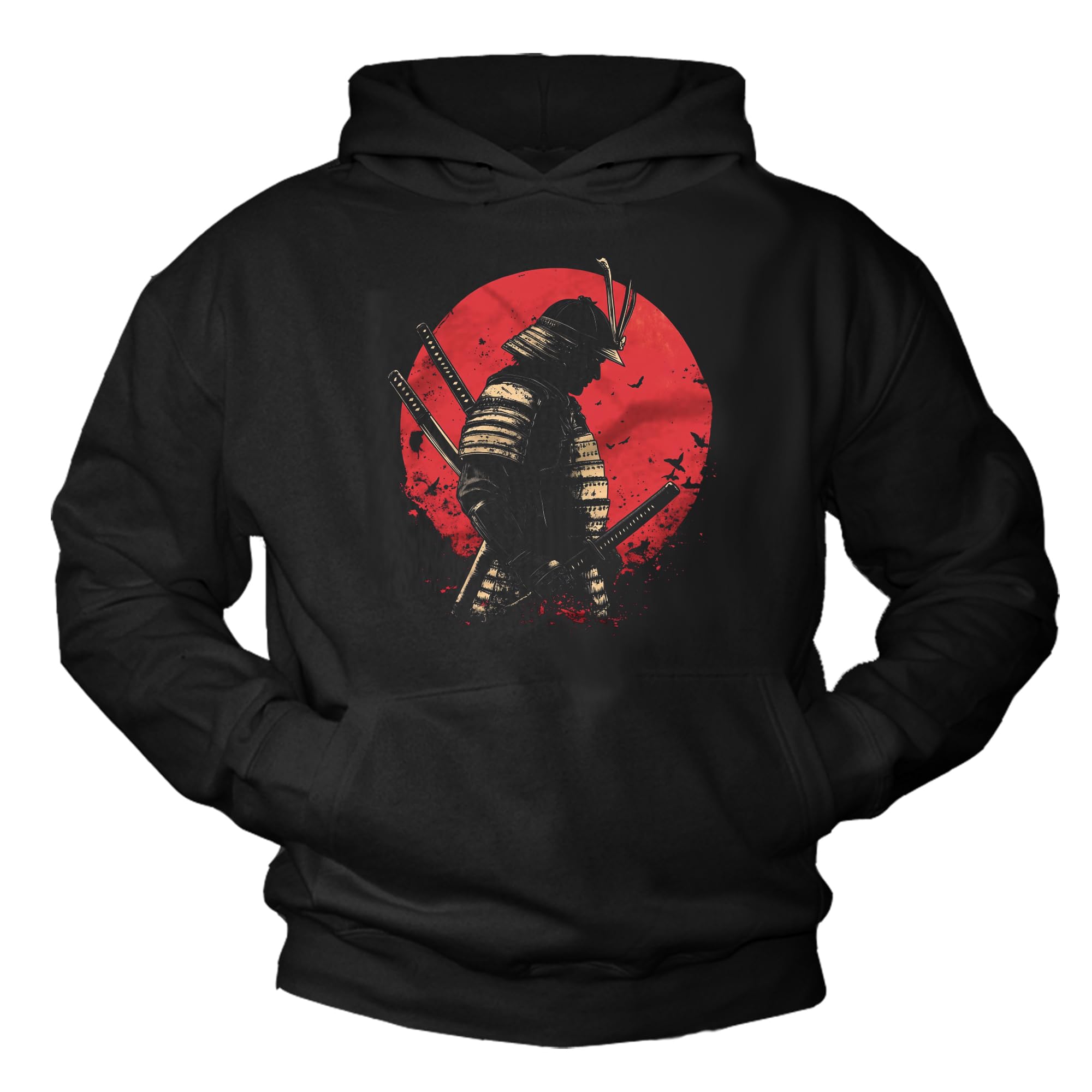 MAKAYA Felpa con Cappuccio Samurai Giapponese Hoodie Ninja Guerriero Katana Spada Tokyo Arti Marziali Anime Uomo