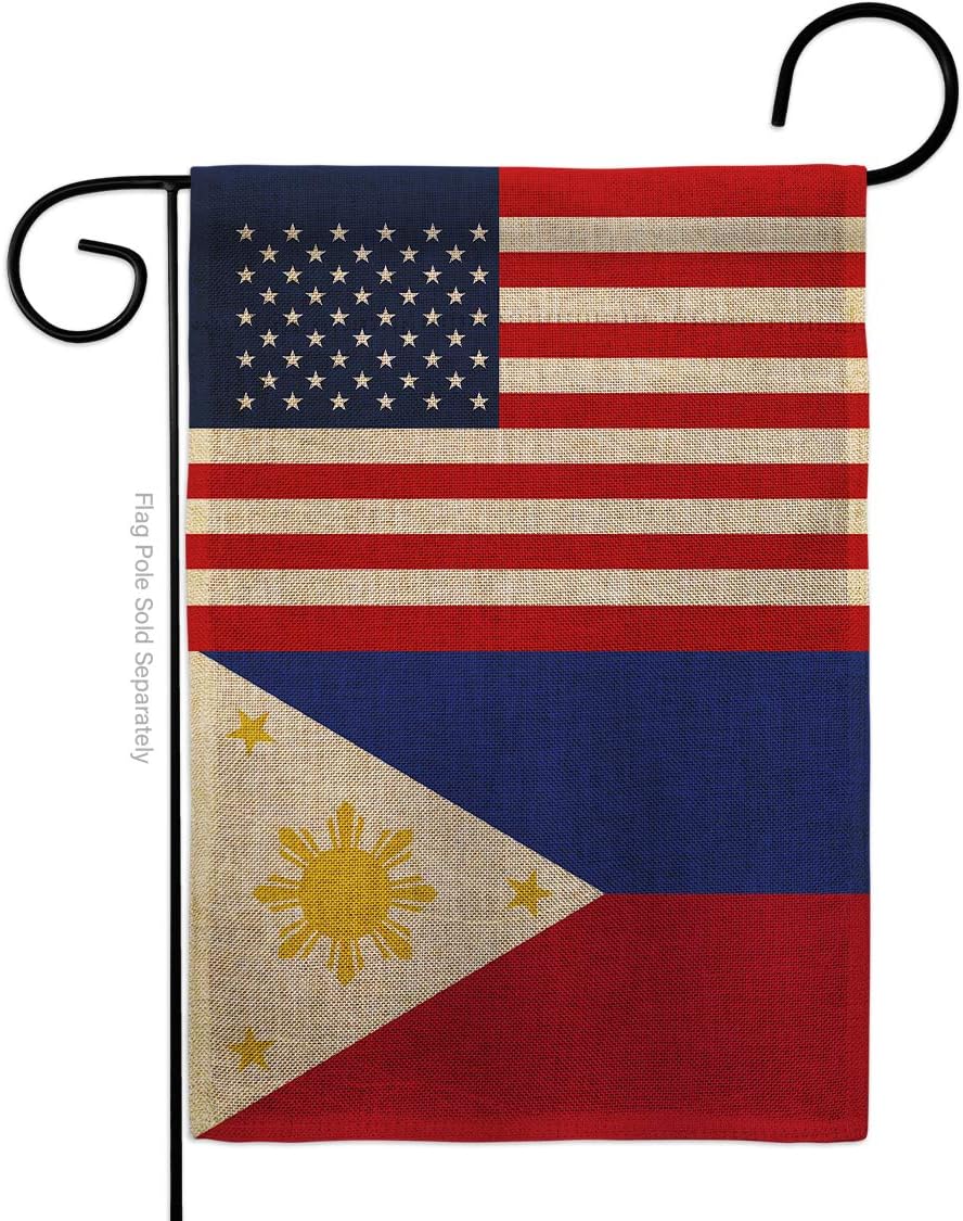 Philippines US Friendship Burlap Burlap Garden Flag Regional USA American Alliance World Country Particular Area Small Decorative Gift Yard House Banner Double-Sided Made In 13 X 18.5