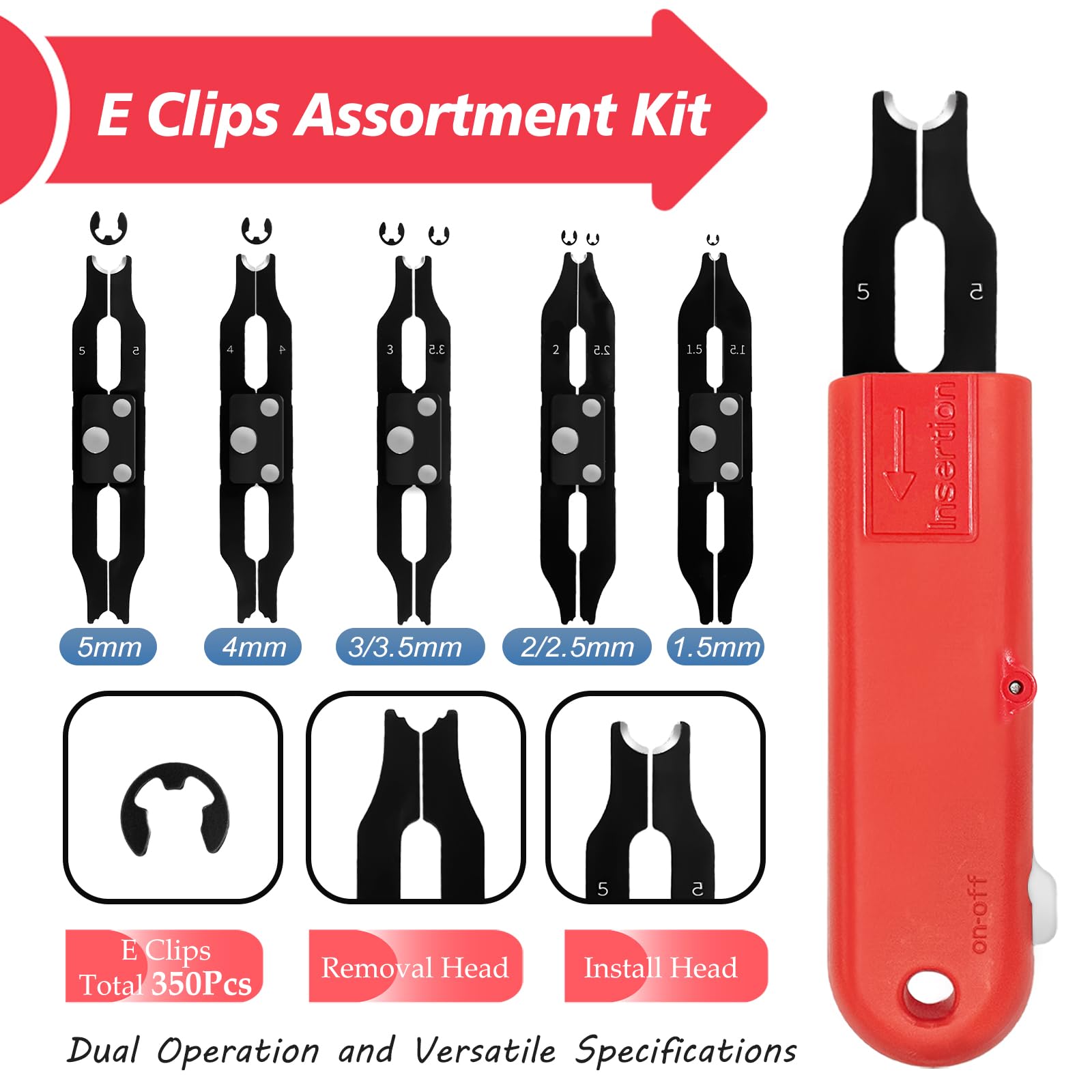 Kit surtido de clips E con extracción