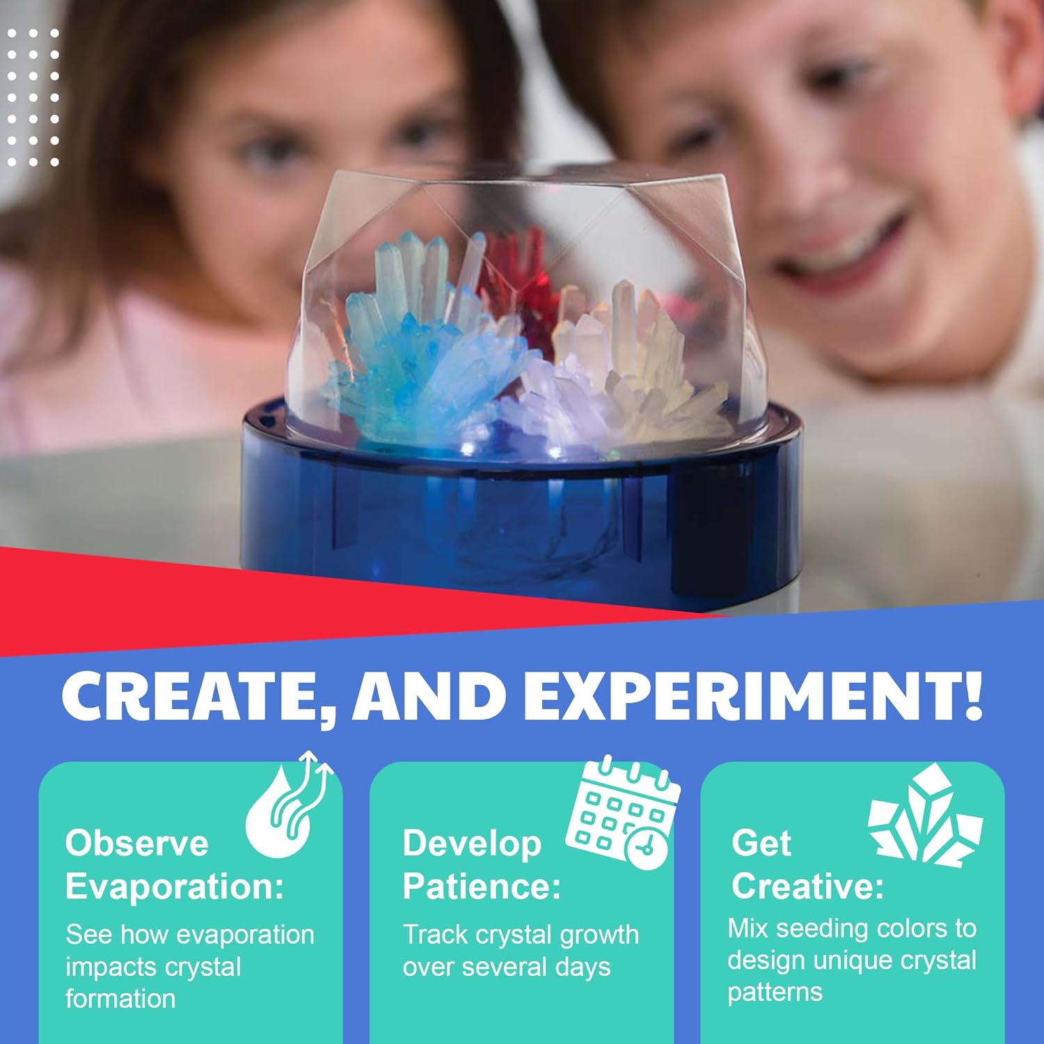 Crystal Growing - Colour Changing Crystals Light - Crystal Growing Kit with LED Lights, STEM Kits Learning for Kids, Create Unique Designs and Vibrant Displays, Safe Non-Toxic Materials - Image 6