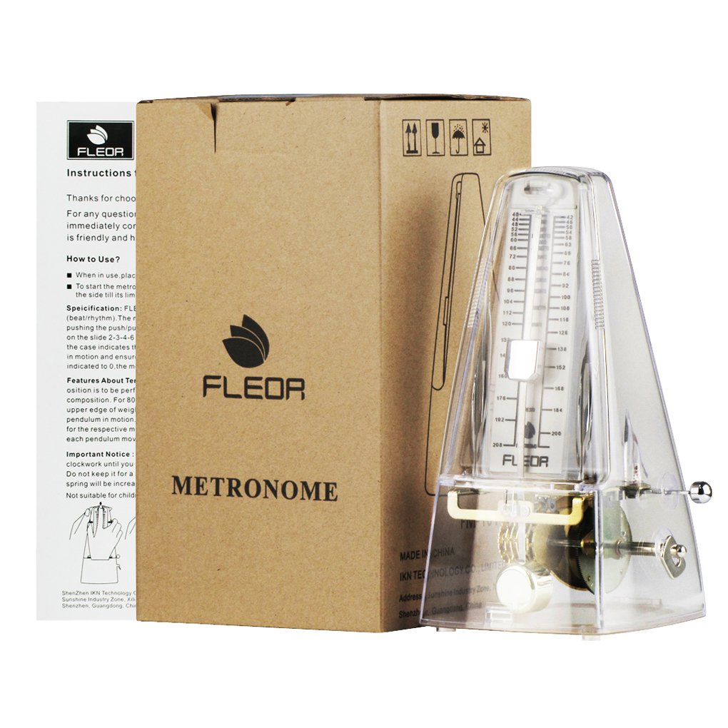 FLEORProfessional Pyramid Mechanical Metronome Musical Timer Beat Tempo for Guitar Bass Piano Violin, Transparent