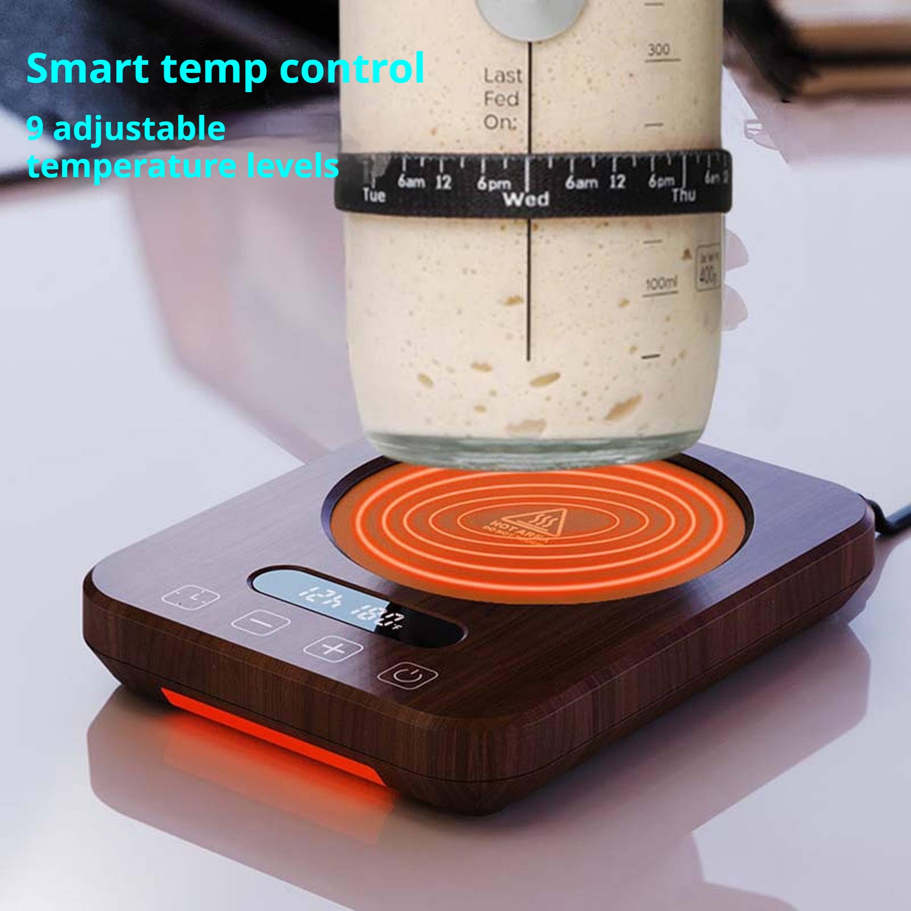 Thermostats de Fermentation de levure 9 Vitesses de régulation de la température 12 Heures chronométré thermostats Affichage numérique sous - Verres Chauds (Grain de Bois)