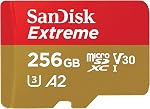 SanDisk 256GB Extreme microSDXC UHS-I Carte mémoire avec adaptateur - C10, U3, V30, 4K, 5K, A2, Micro SD Carte - SDSQXAV-256G-GN6MA