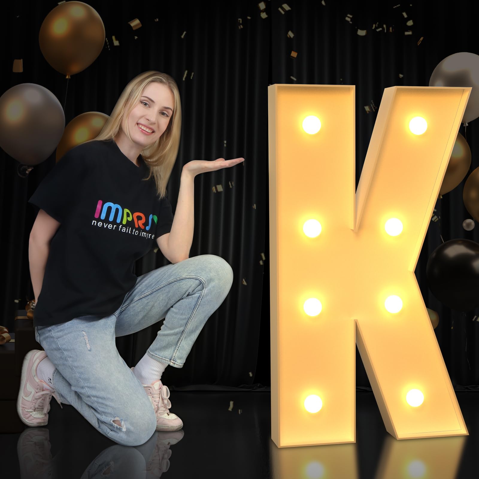 imprsv marquee light up letters, mosaic letters 3ft marquee letters for baby shower engagement graduation party decor, large marquee letters for party decorations, letter k (need to assemble)
