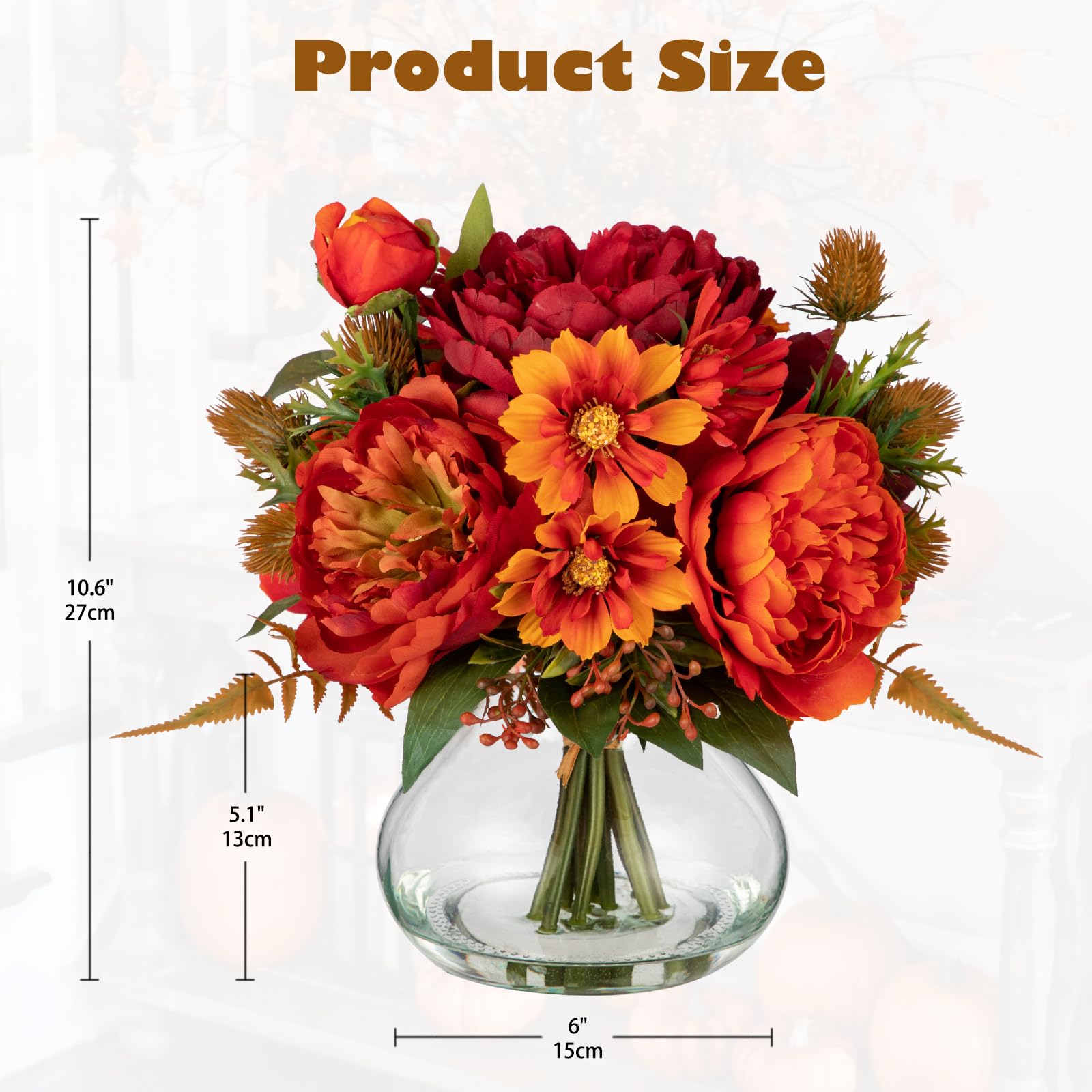 Amazon.com: Fake Peony Flowers in Vase Fall Table Centerpiece Faux