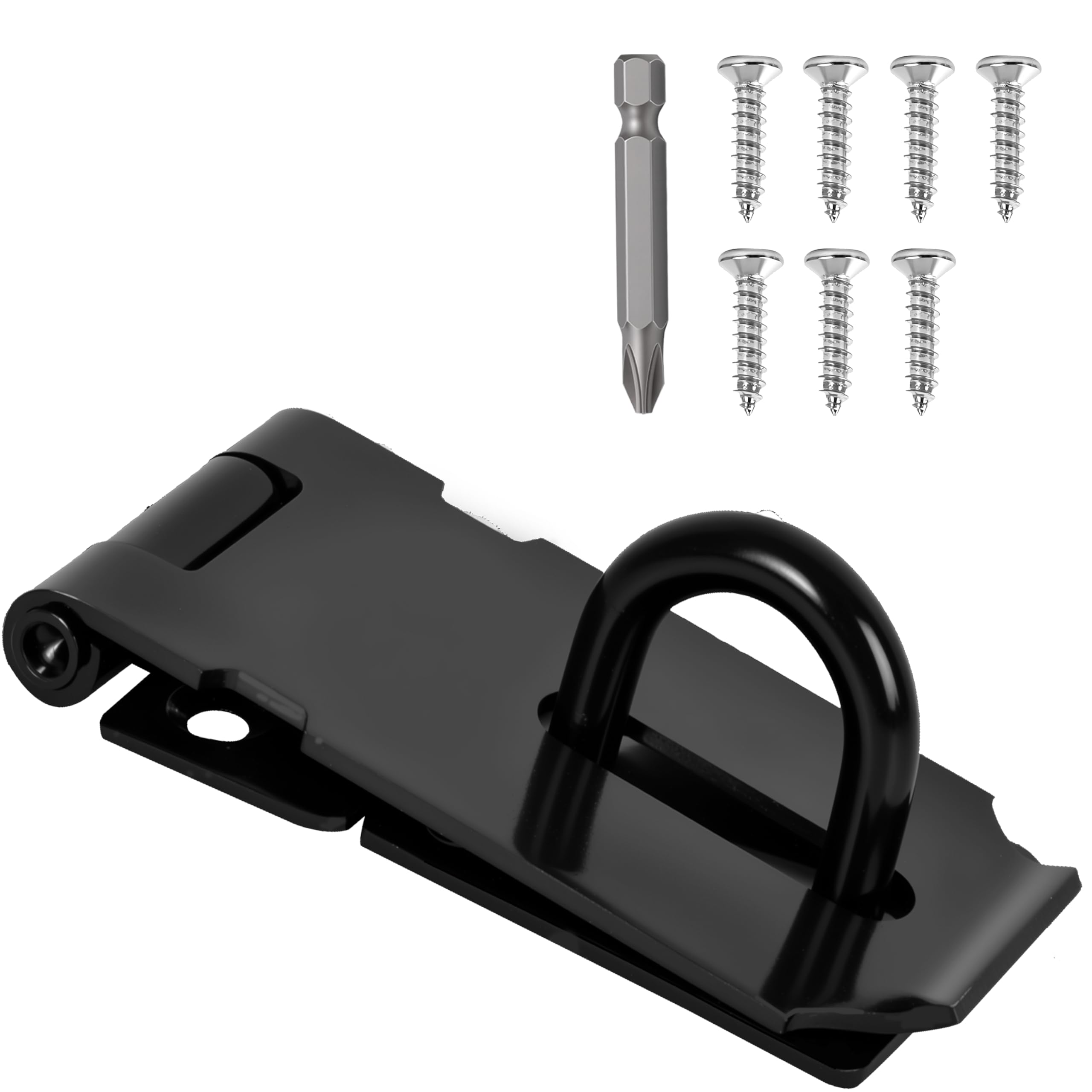 1 Pcs Door Locks Hasp Latch,3 Inch Stainless Steel Safety Packlock Clasp Hasp Lock Latch,Hasp Lock Latch for Doors,Extra Thick Brushed Finish With Screws (1 Pcs Black Stainless Steel, 3 inch)