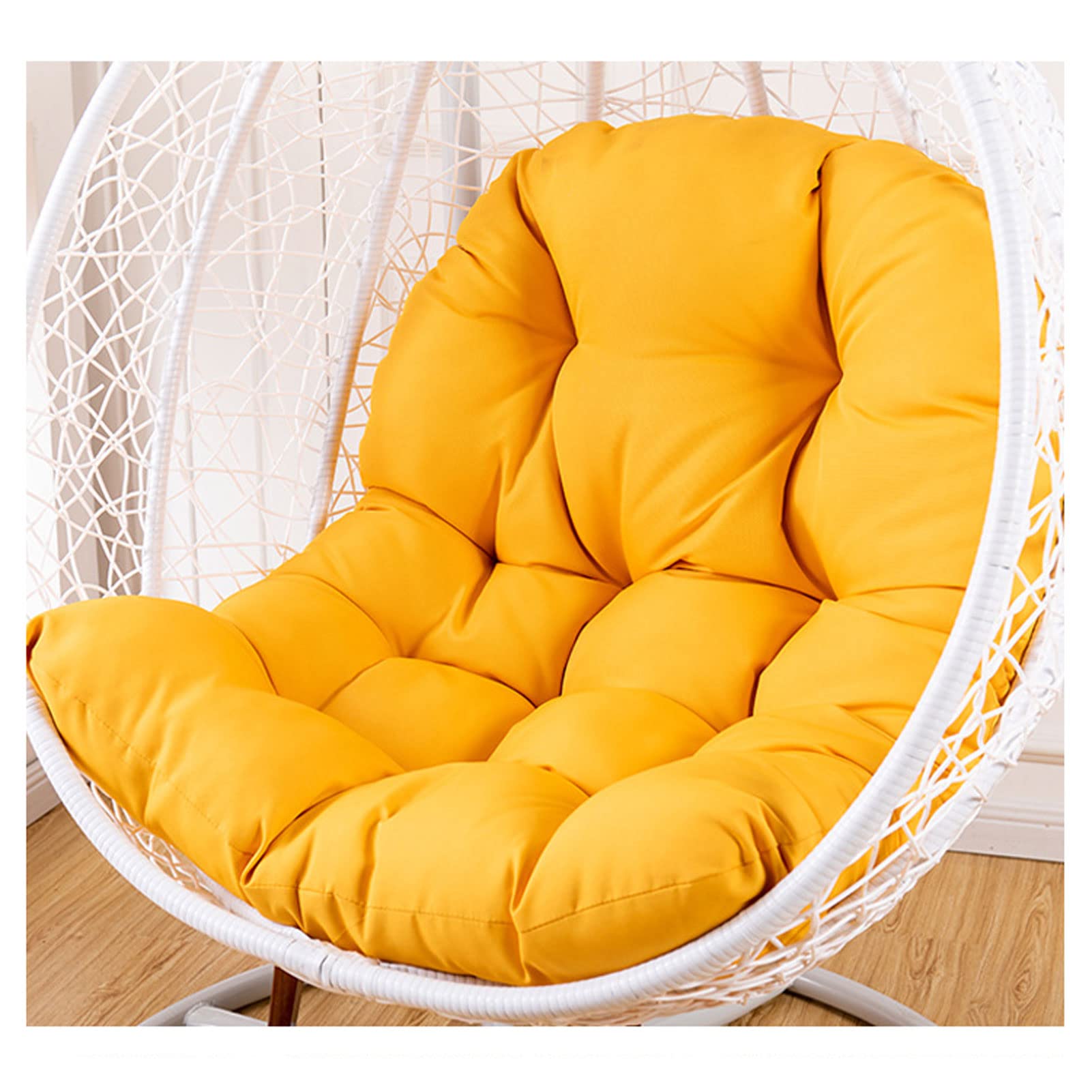 GAOXIAO Hanging Egg Chair Cushion Replacement, Wicker Rattan Hammock Hanging Seat Mat, Waterproof Sun-Resistant Garden Chair Pads for Indoor and Outdoor(Not Including Chair)(Color:yellow)