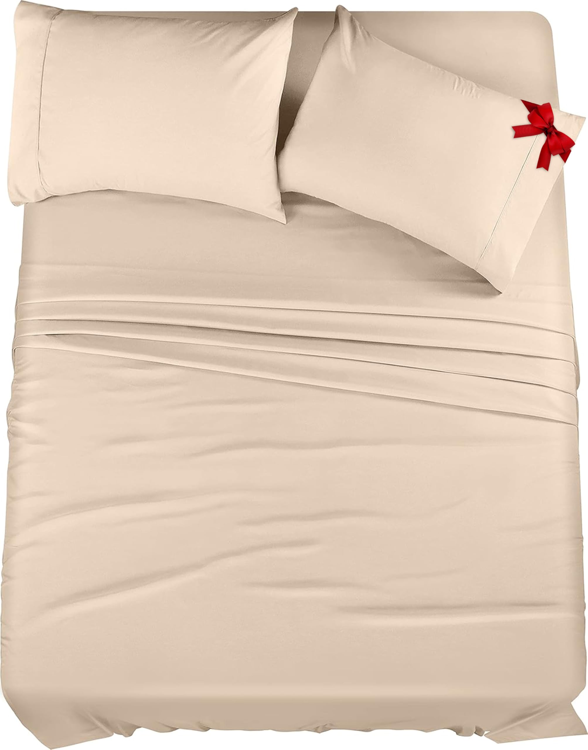 Utopia Bedding Queen Bed Sheets Set - 4 Piece Bedding - Brushed Microfiber - Shrinkage and Fade Resistant - Easy Care (Queen, Beige)