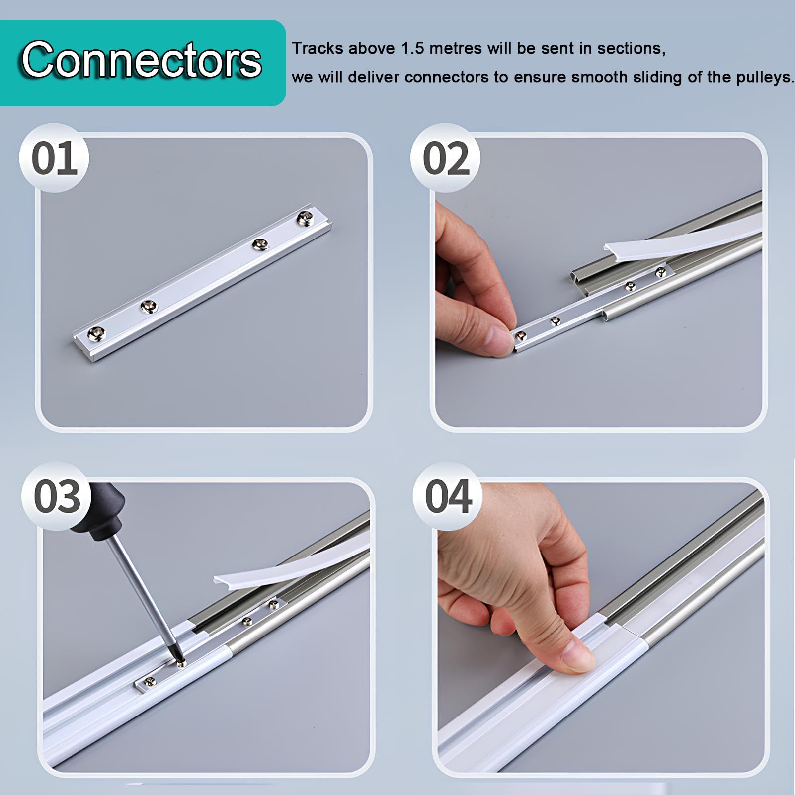 Rail de Rideau Coulissante Ultra-Fine en Aluminium pour Salon et Chambre à Coucher, Séparateur de Pièce pour Plus de Confidentialité(Champagne,1.8m(2 * 90cm))