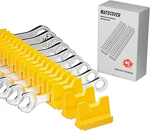 40PCS Modular Wrench Organizer Wrench Holder - Wrench Tool Organizers for Tool Drawer Storage, Wrench Storage Set with Metric & SAE Label, Wrench Rack Tool Gift for Professional Mechanics, Yellow