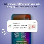 Moniteur de bébé Hubble Connected SkyVision avec caméra intelligente HD améliorée par IA, unité parentale, support, vision nocturne, veilleuse, sons apaisants, suivi du bien-être, application